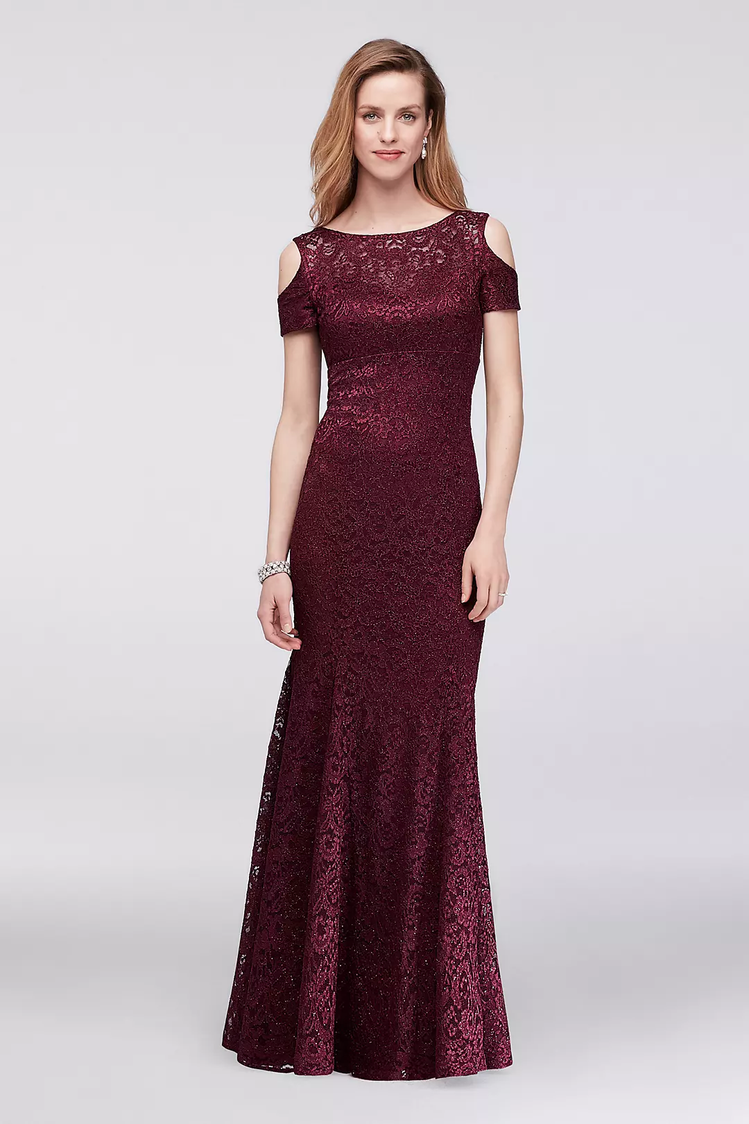 Lace Mermaid Gown with Cold Shoulder - Image 5