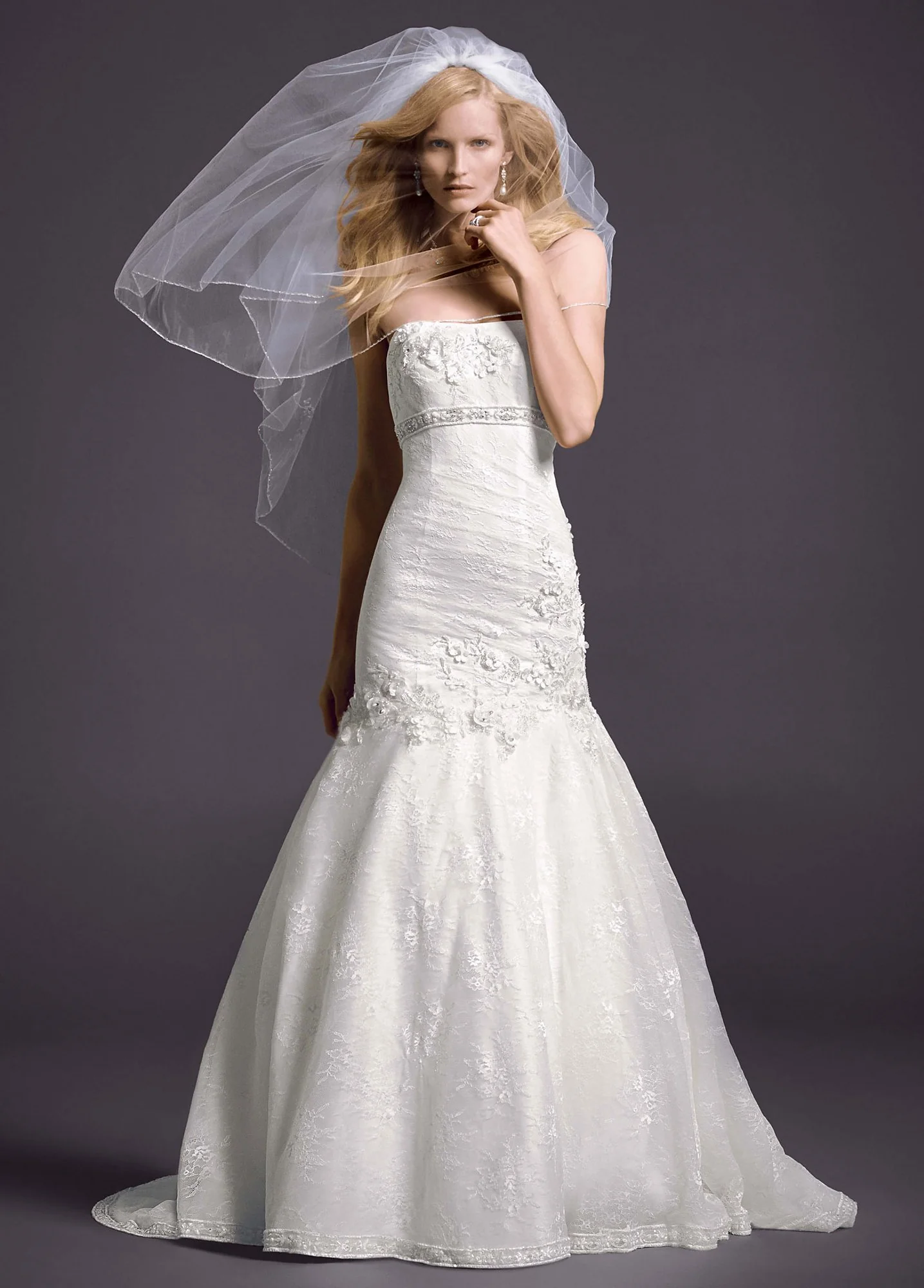 Lace Mermaid Gown with Floral Details