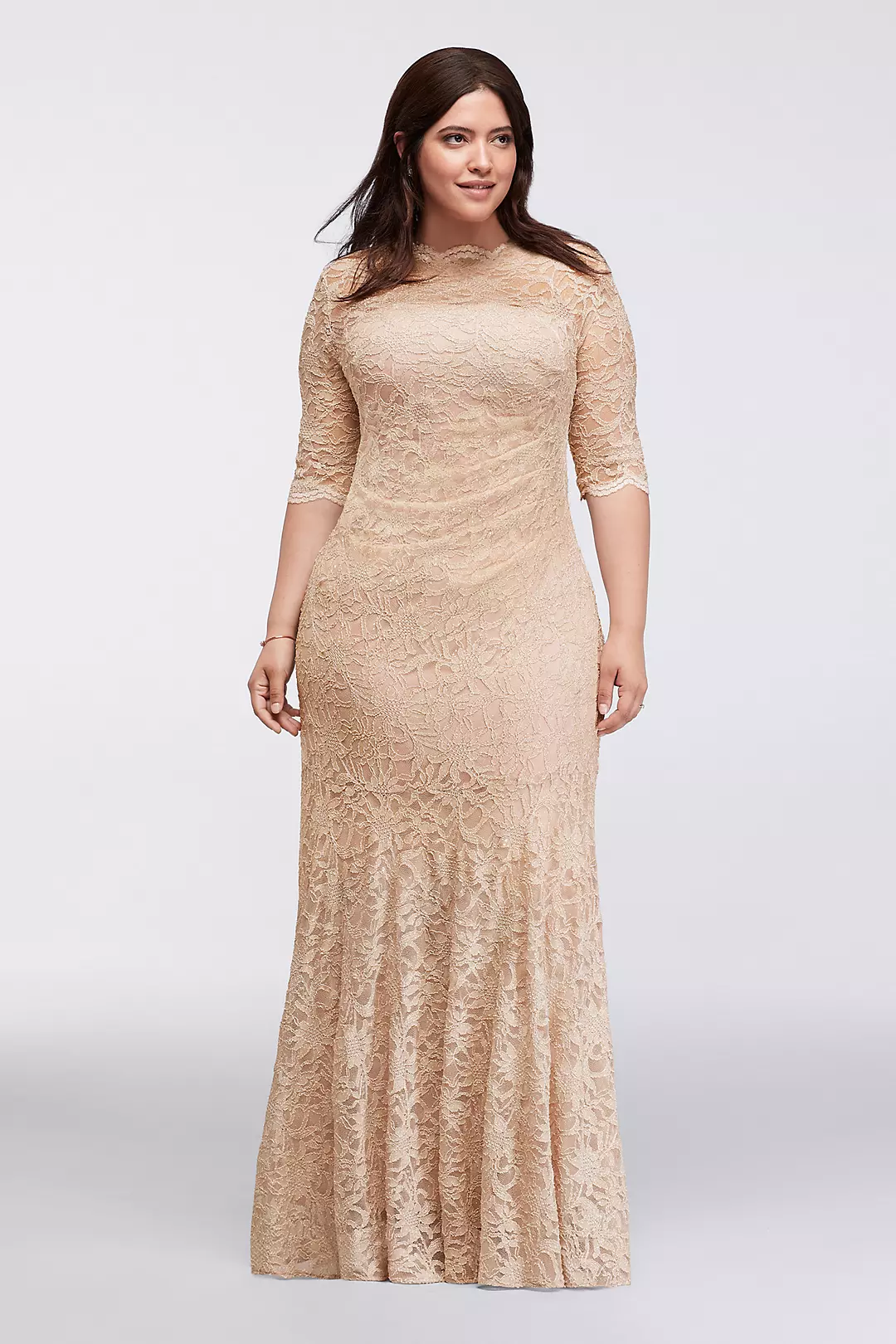 Lace Mermaid Long Dress with 3/4 Sleeves - Image 5