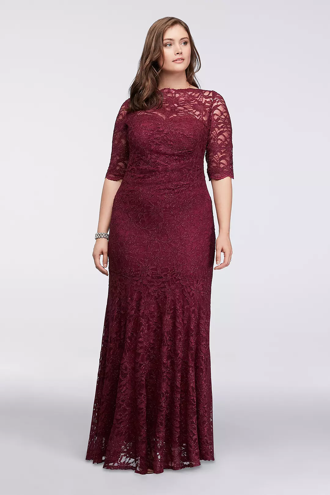 Lace Mermaid Long Dress with 3/4 Sleeves - Image 6