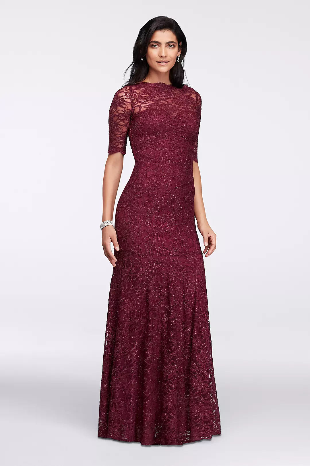 Lace Mermaid Long Dress with 3/4 Sleeves - Image 7