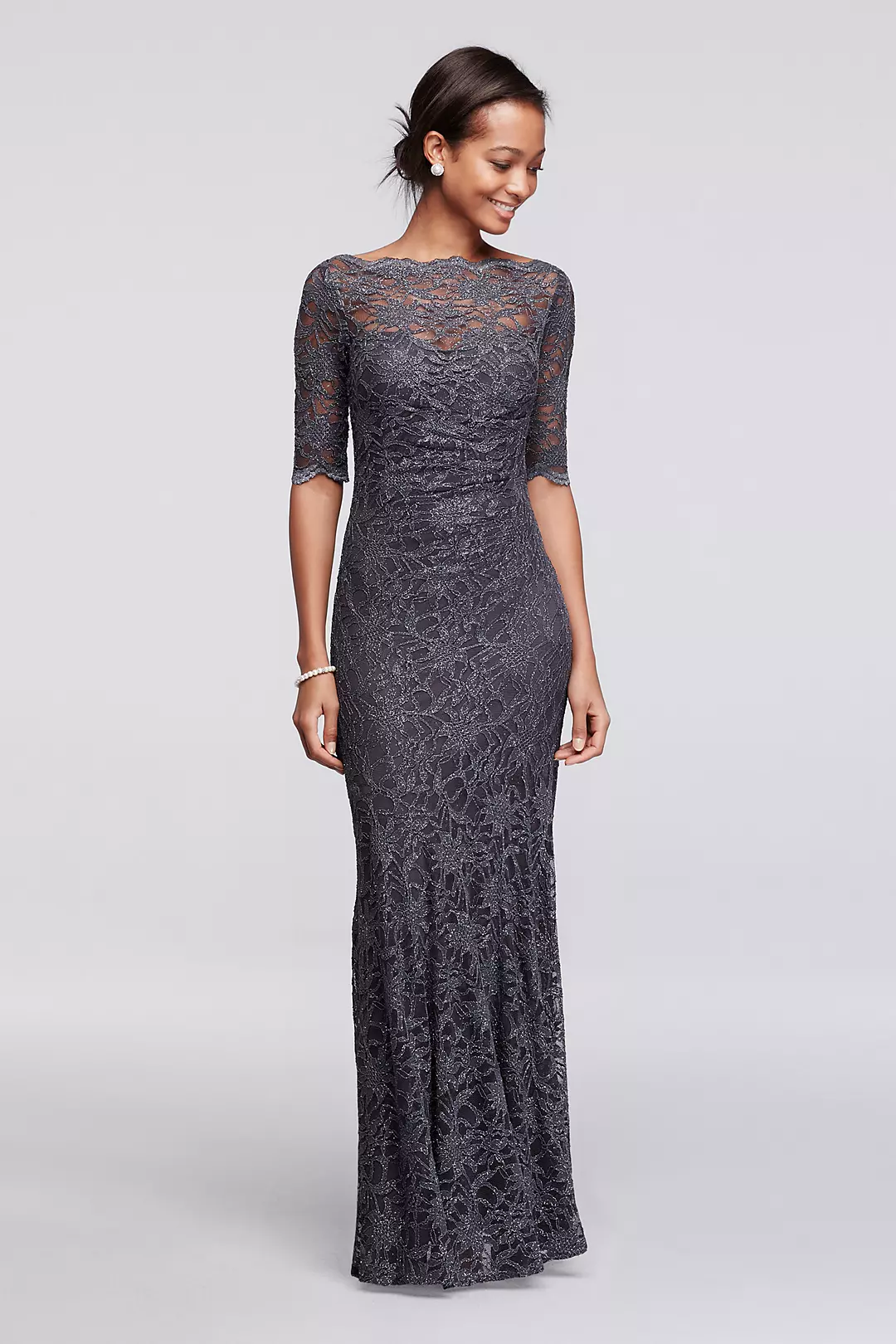 Lace Mermaid Long Dress with 3/4 Sleeves - Image 8