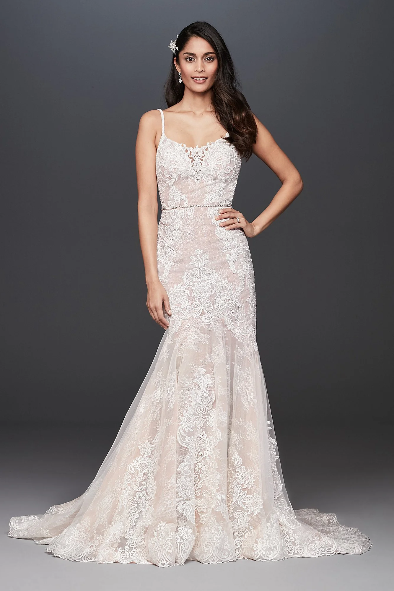 Moonstone Detail and Lace Mermaid Wedding Dress - Image 6