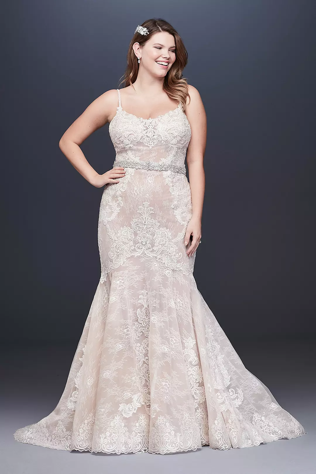 Moonstone Detail and Lace Mermaid Wedding Dress - Image 8