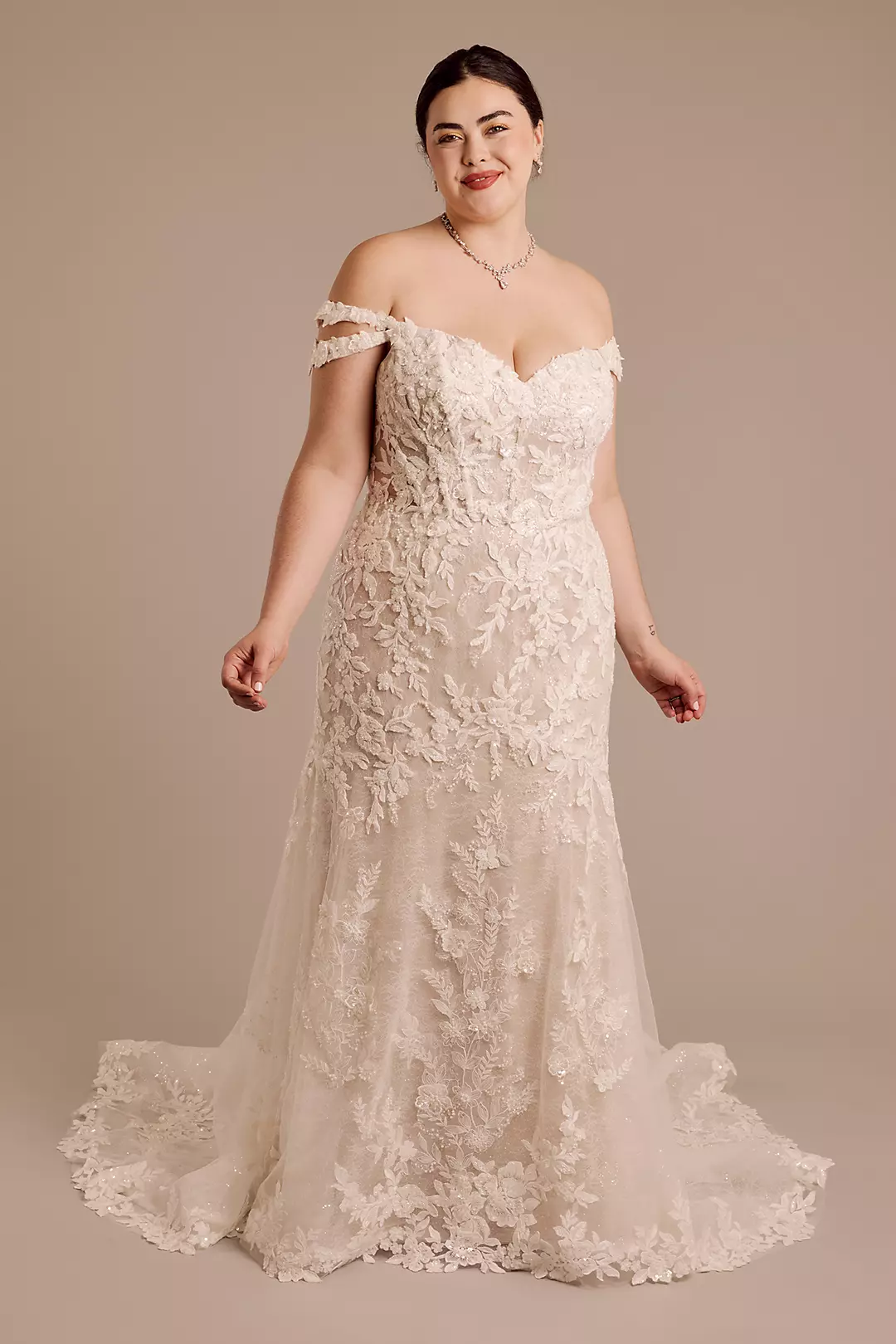 Lace Off-the-Shoulder Sweetheart Wedding Dress - Image 9