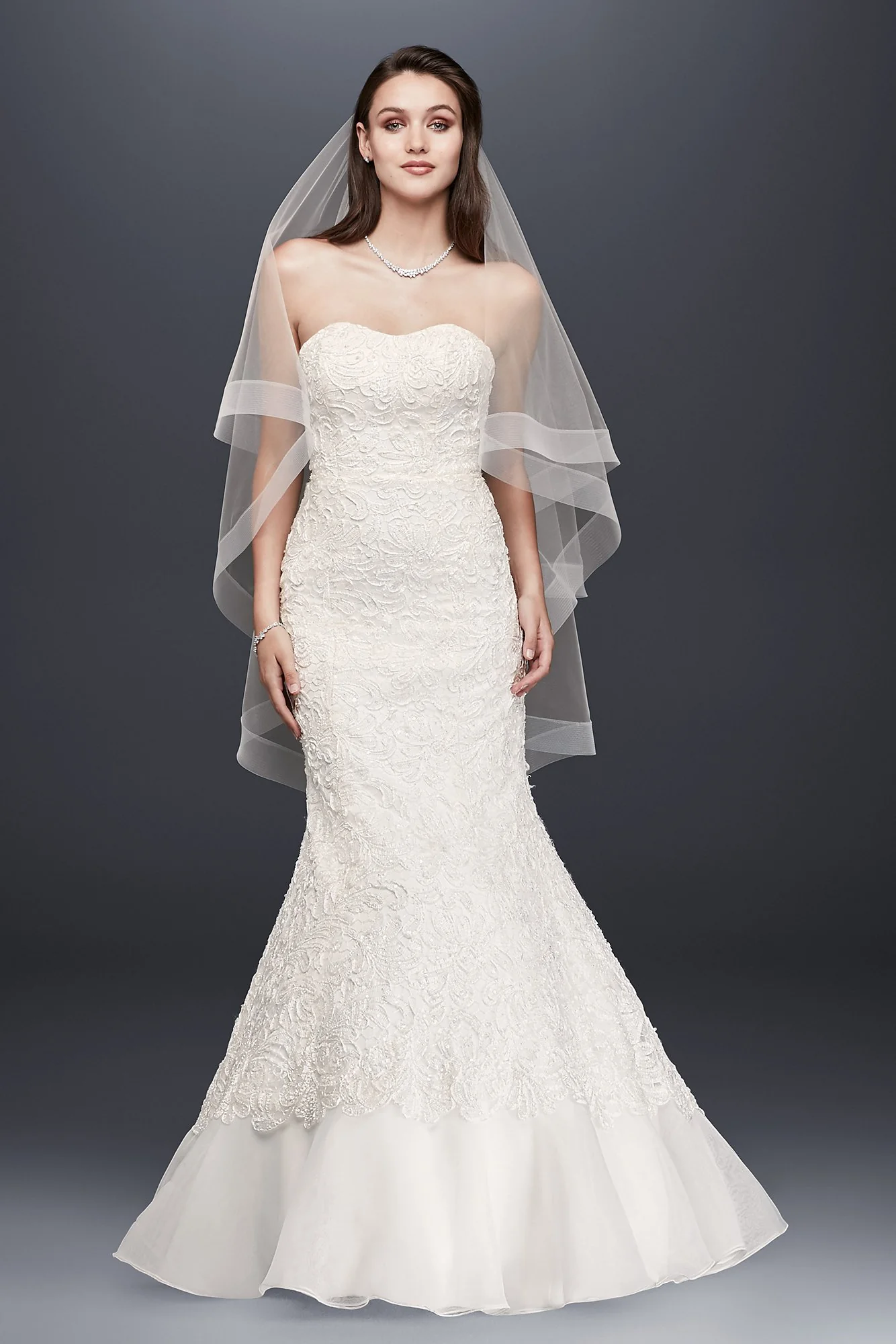 Lace Overlay Charmeuse Wedding Dress with Train - Image 5