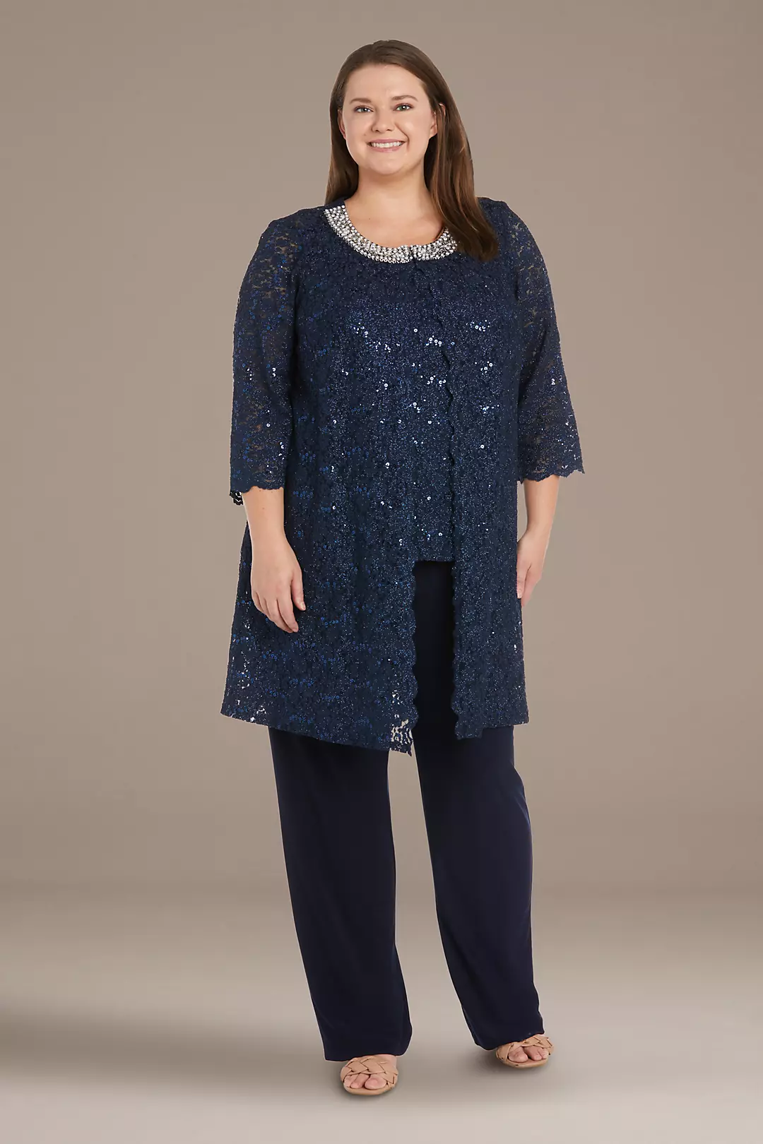 Lace Pantsuit with Jeweled Neckline - Image 18