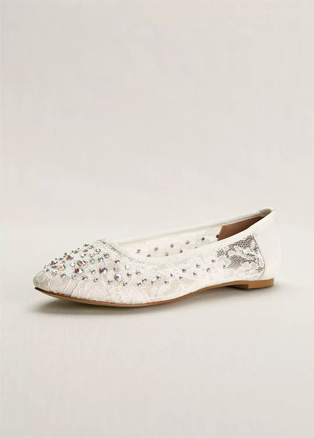 Lace Pointed Toe Flat with Crystal Detail - Image 2