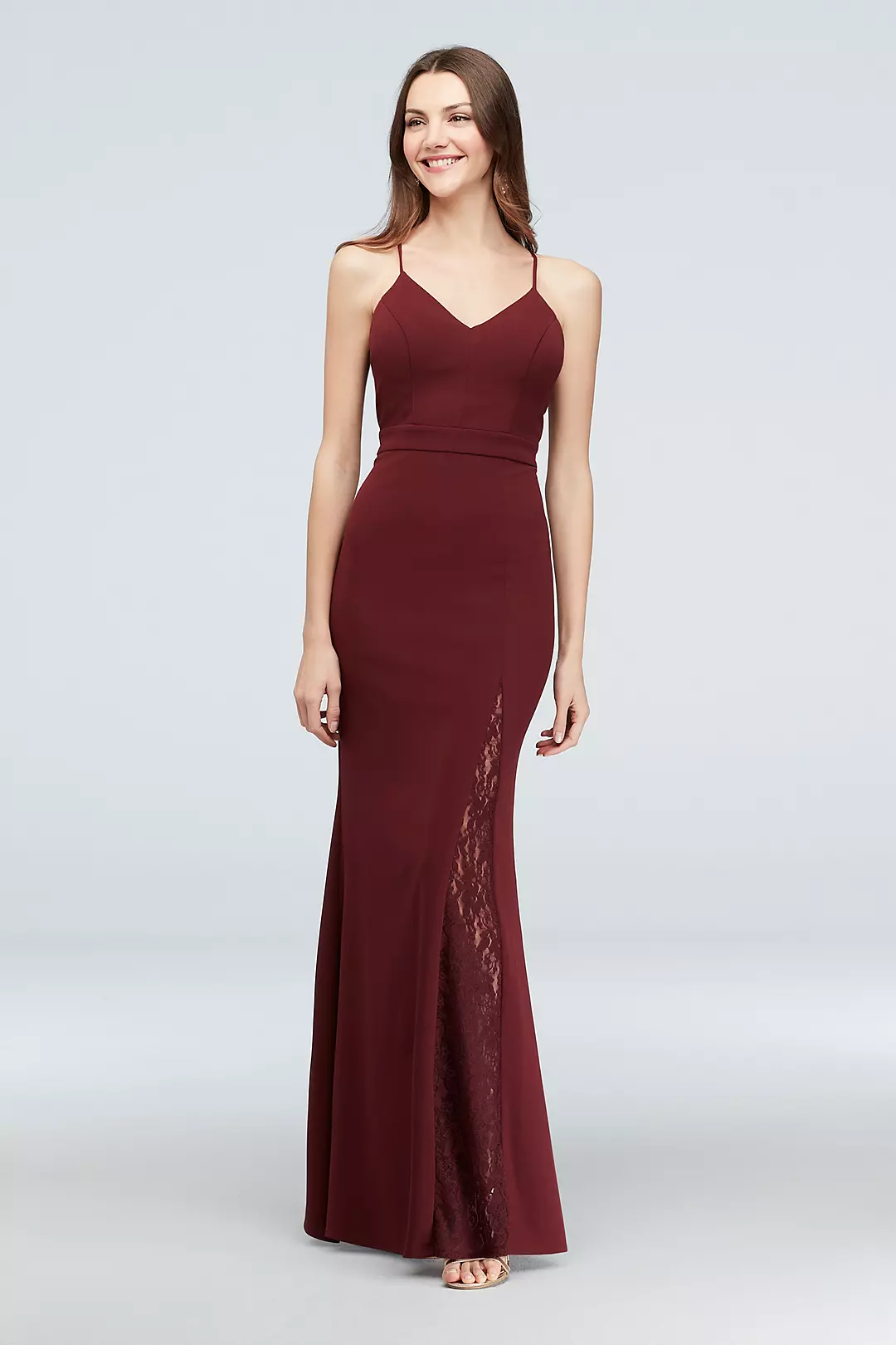 Lace Racerback Scuba Crepe Mermaid Gown - Image 16