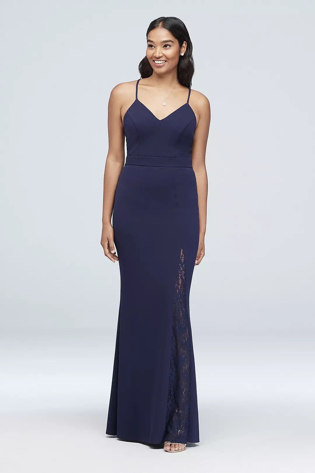 Lace Racerback Scuba Crepe Mermaid Gown - Image 27