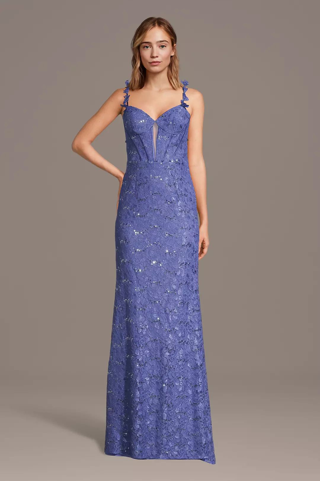 Lace Sheath Dress with Floral Tendrils
