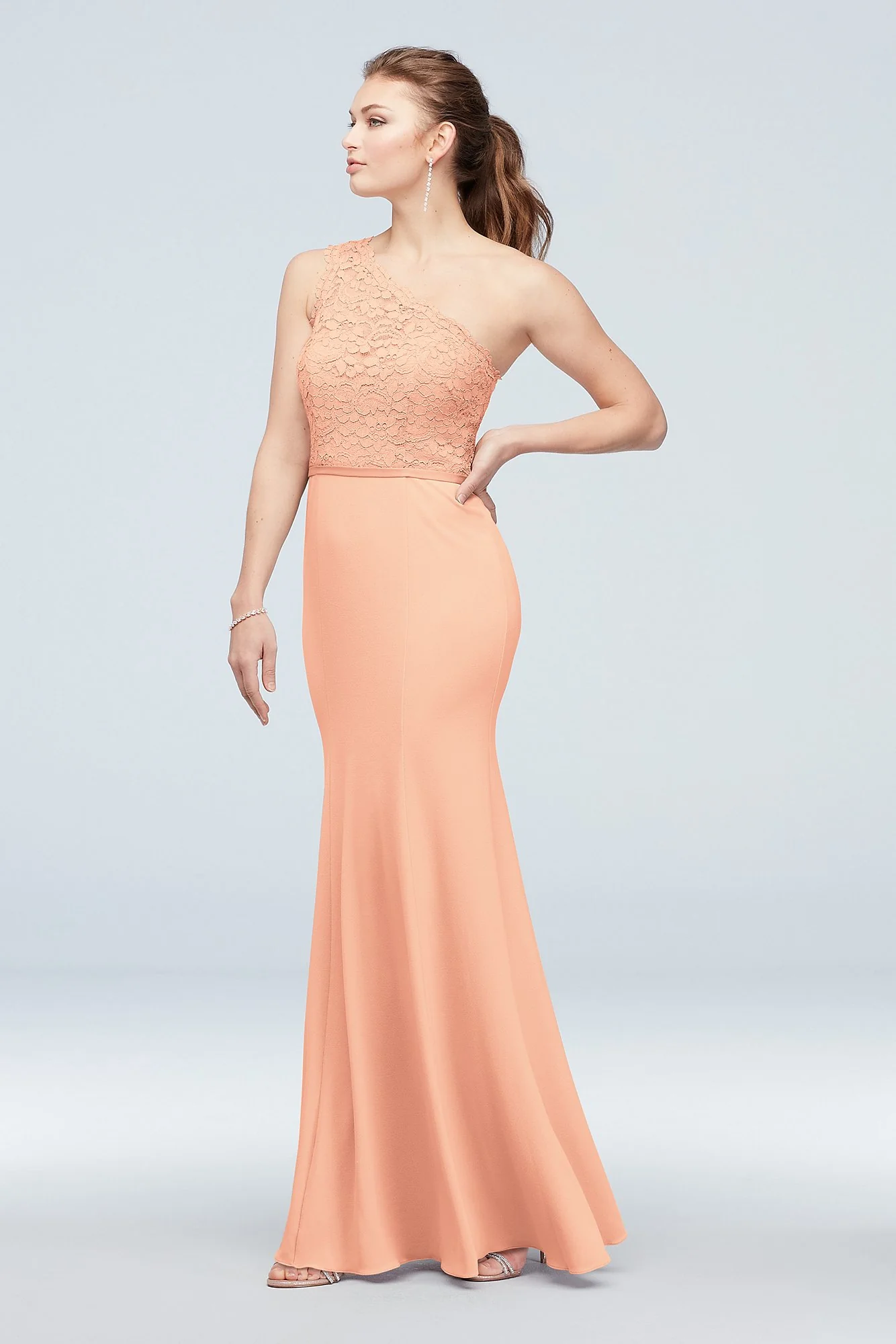 One-Shoulder Lace Stretch Crepe Bridesmaid Dress - Image 93