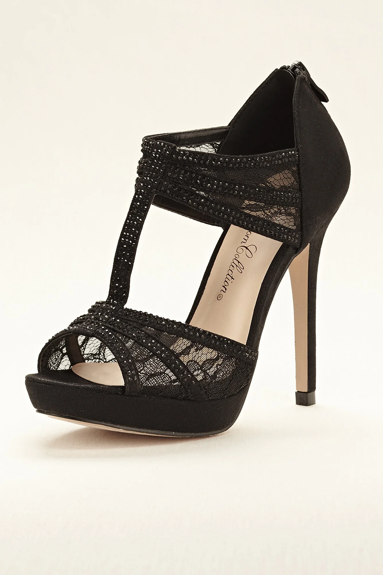Lace T-Strap High Heel Sandal