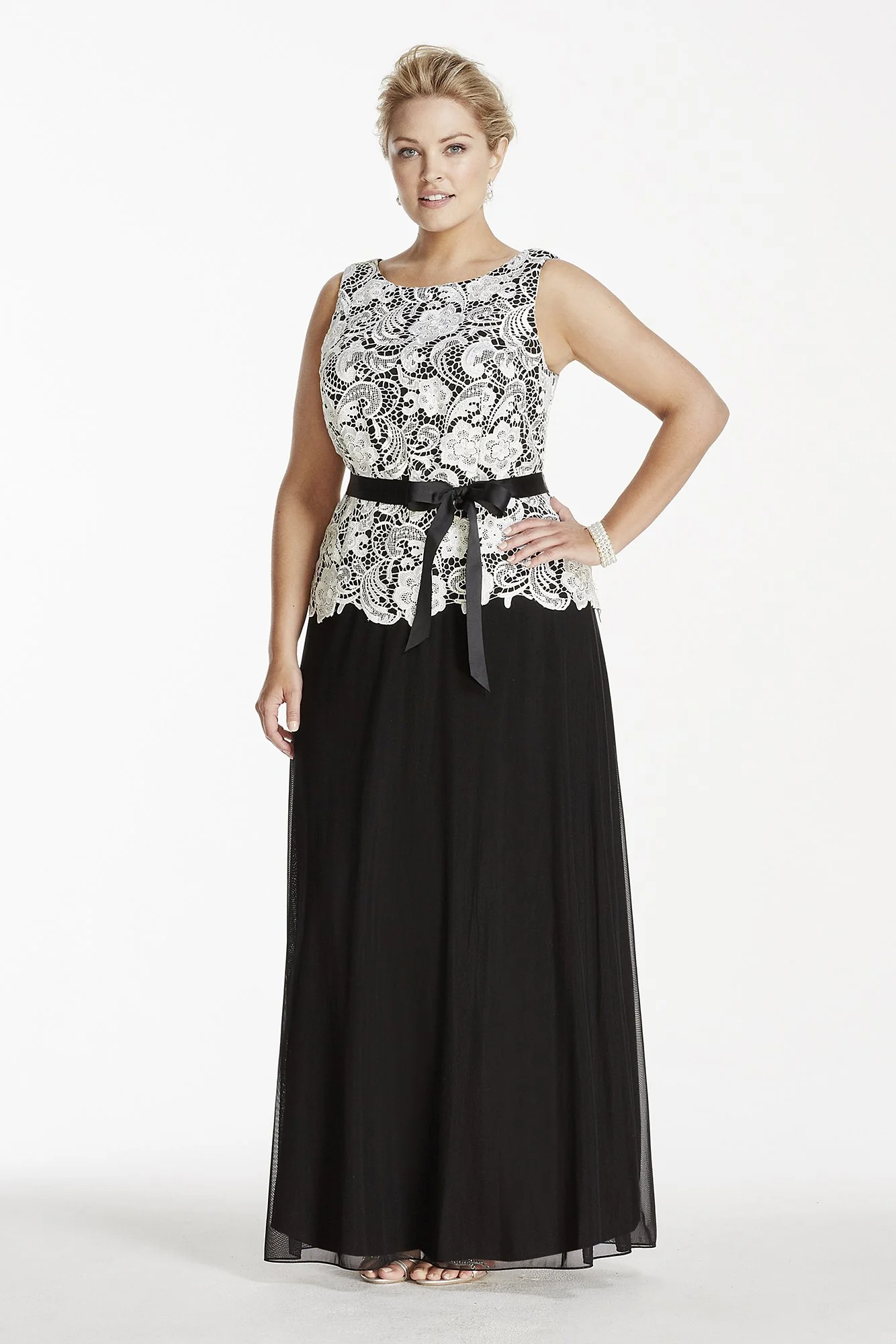 Lace Tank Bodice Mock Dress with Ribbon Sash - Image 2