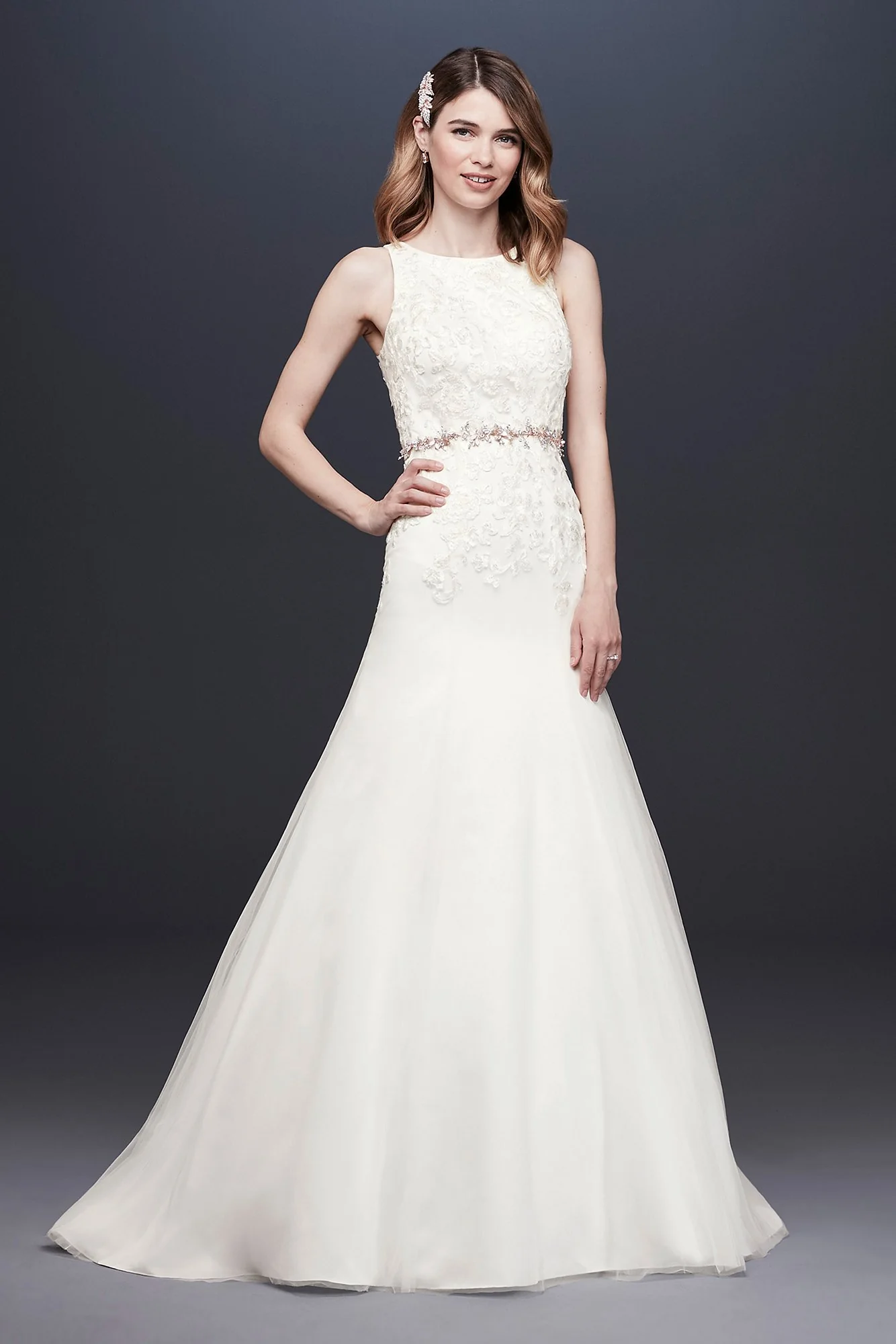 Lace Tank Mermaid Wedding Dress with Keyhole Back