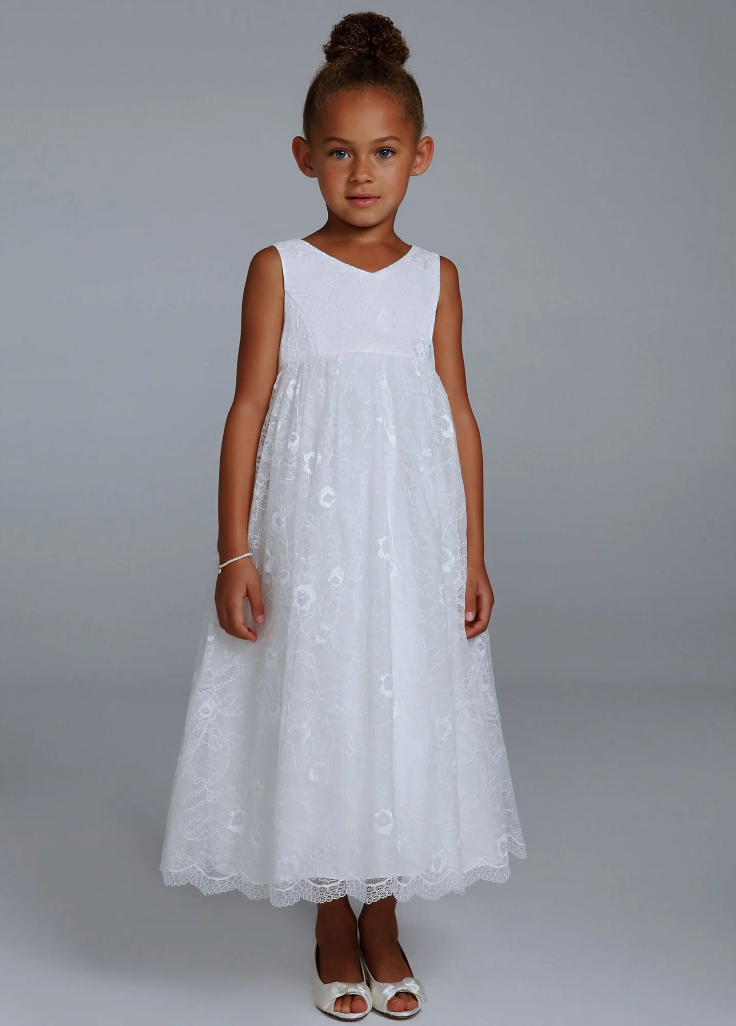 Lace Tank Tea Length Flower Girl Dress - Image 2