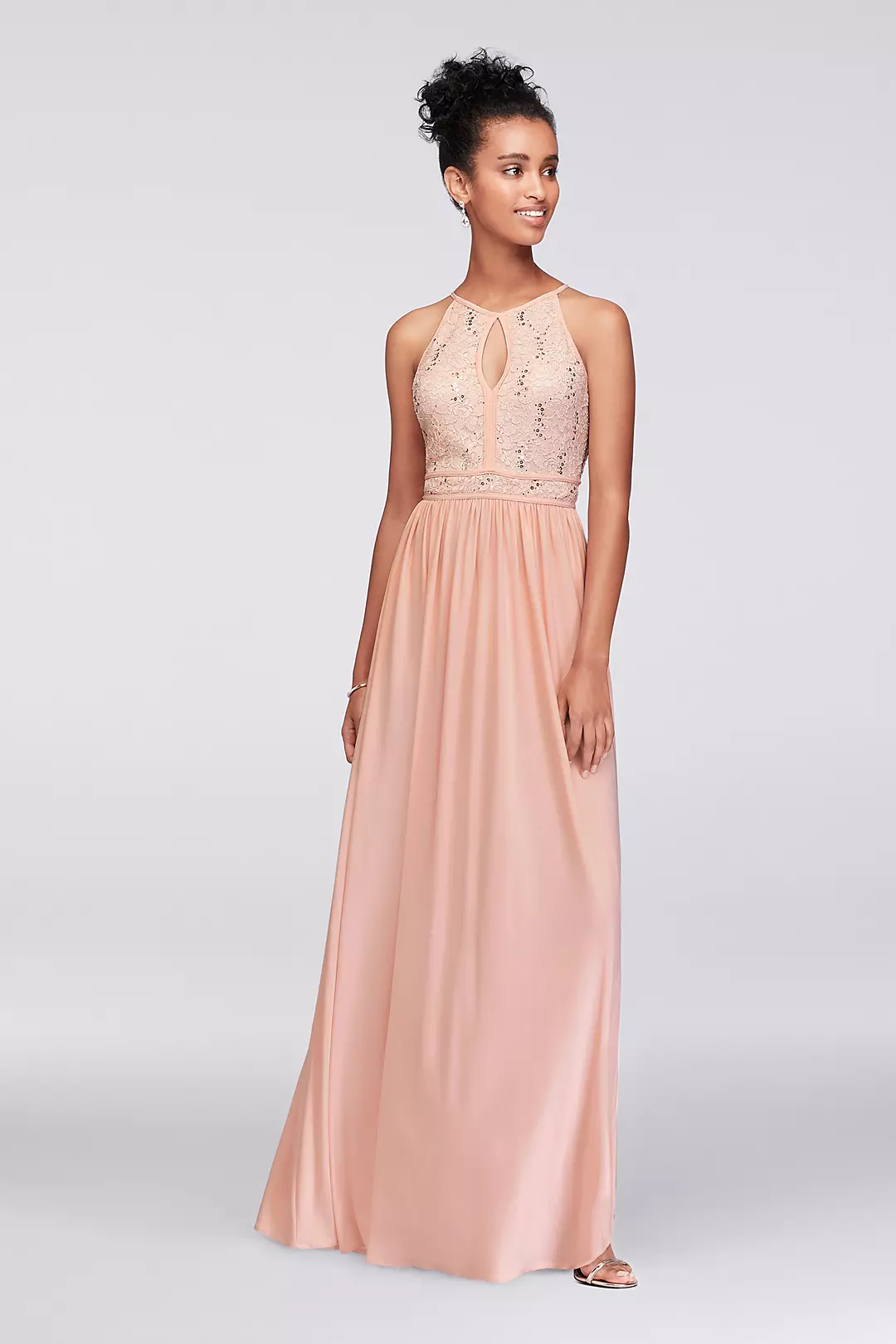Lace Tie Back Keyhole Halter Dress - Image 2