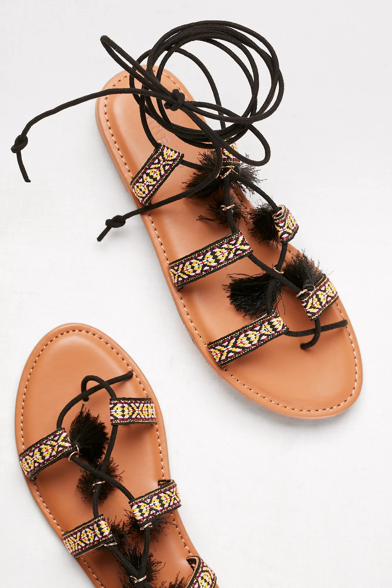 Lace-Up Gladiator Sandals with Tassels