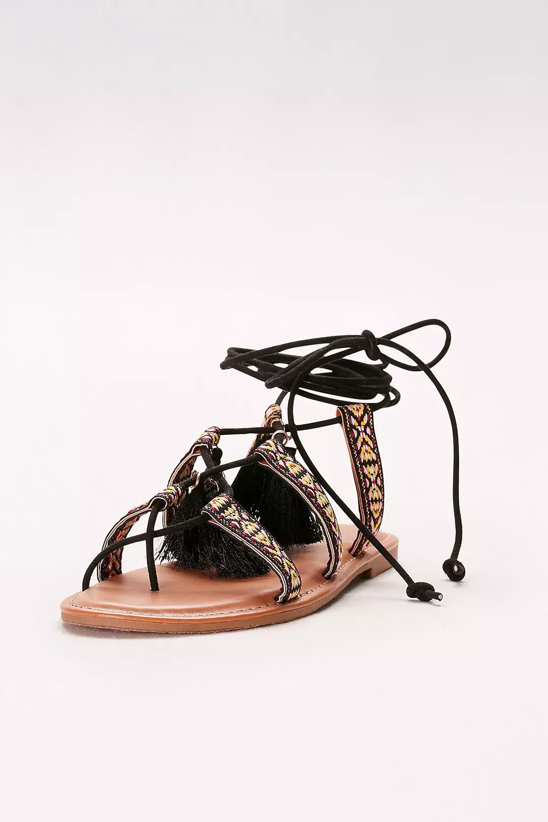 Lace-Up Gladiator Sandals with Tassels - Image 2