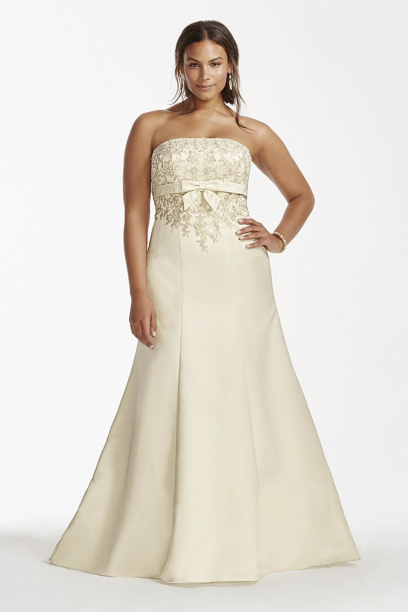 Lace Wedding Dress with Beaded Metallic Lace - Image 2