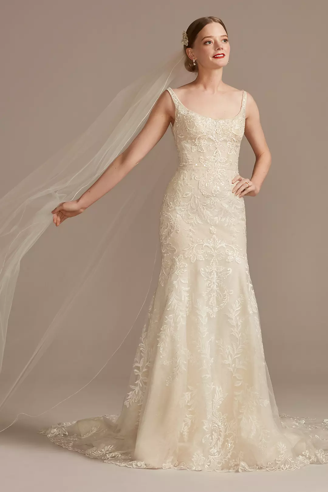 Lace Wedding Dress with Cutout Train - Image 3