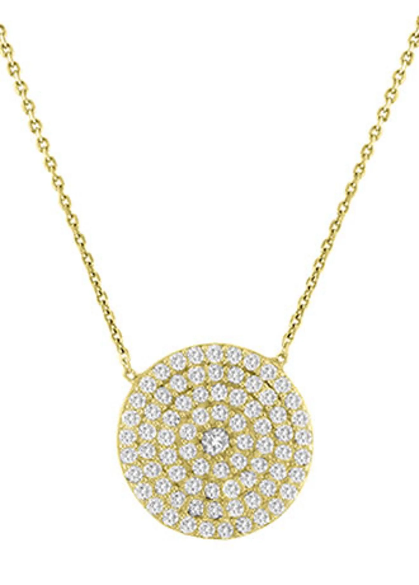 Large CZ Pave Disc Pendant - Image 2