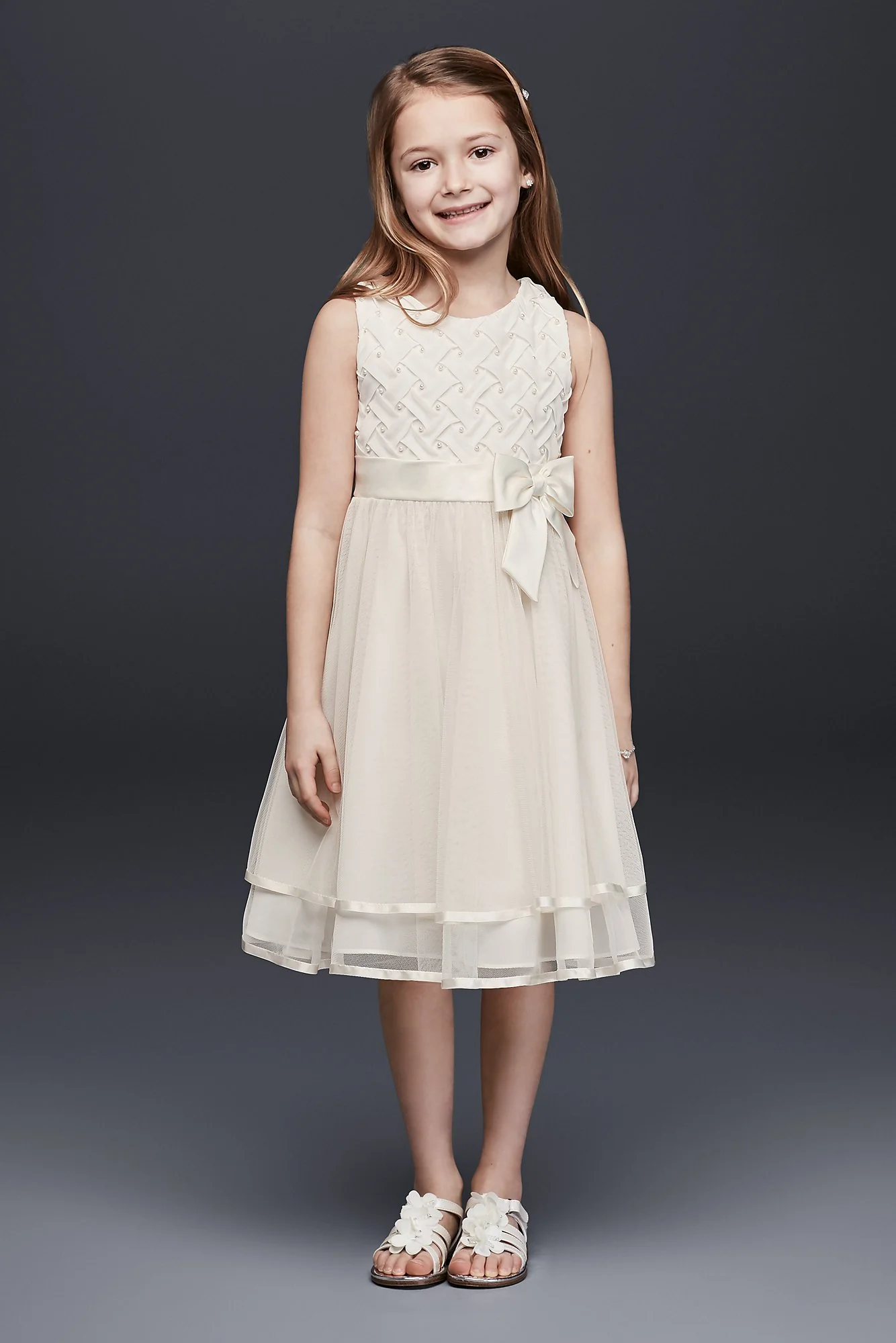 Lattice Bodice Dress with Tiered Tulle Skirt - Image 2