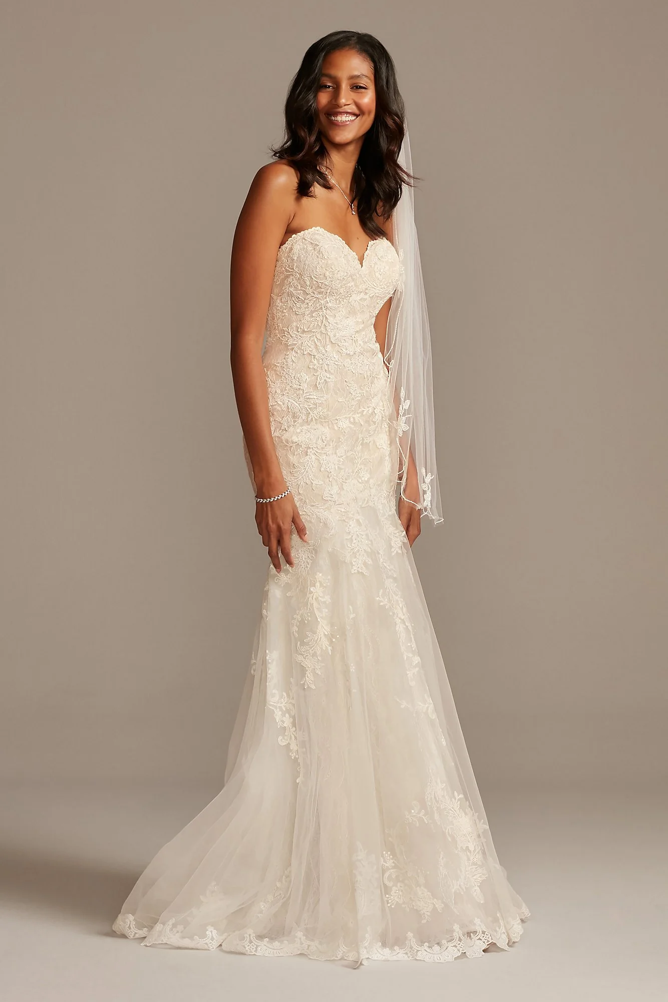 Layered Lace Mermaid Wedding Dress - Image 8