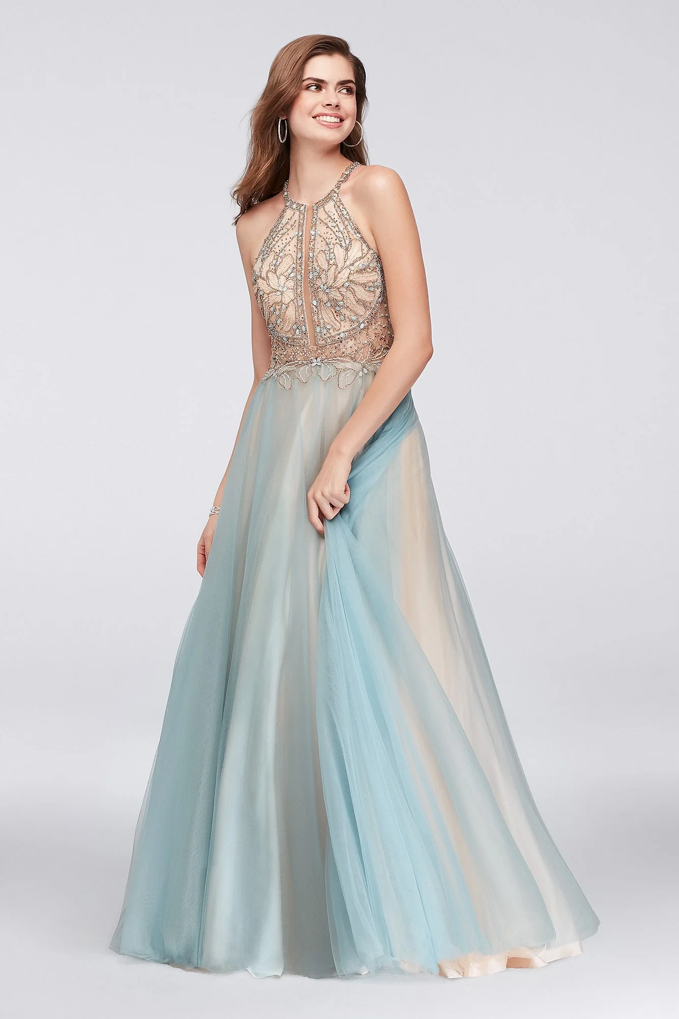 Layered Tulle Ball Gown with Beaded Bodice - Image 2