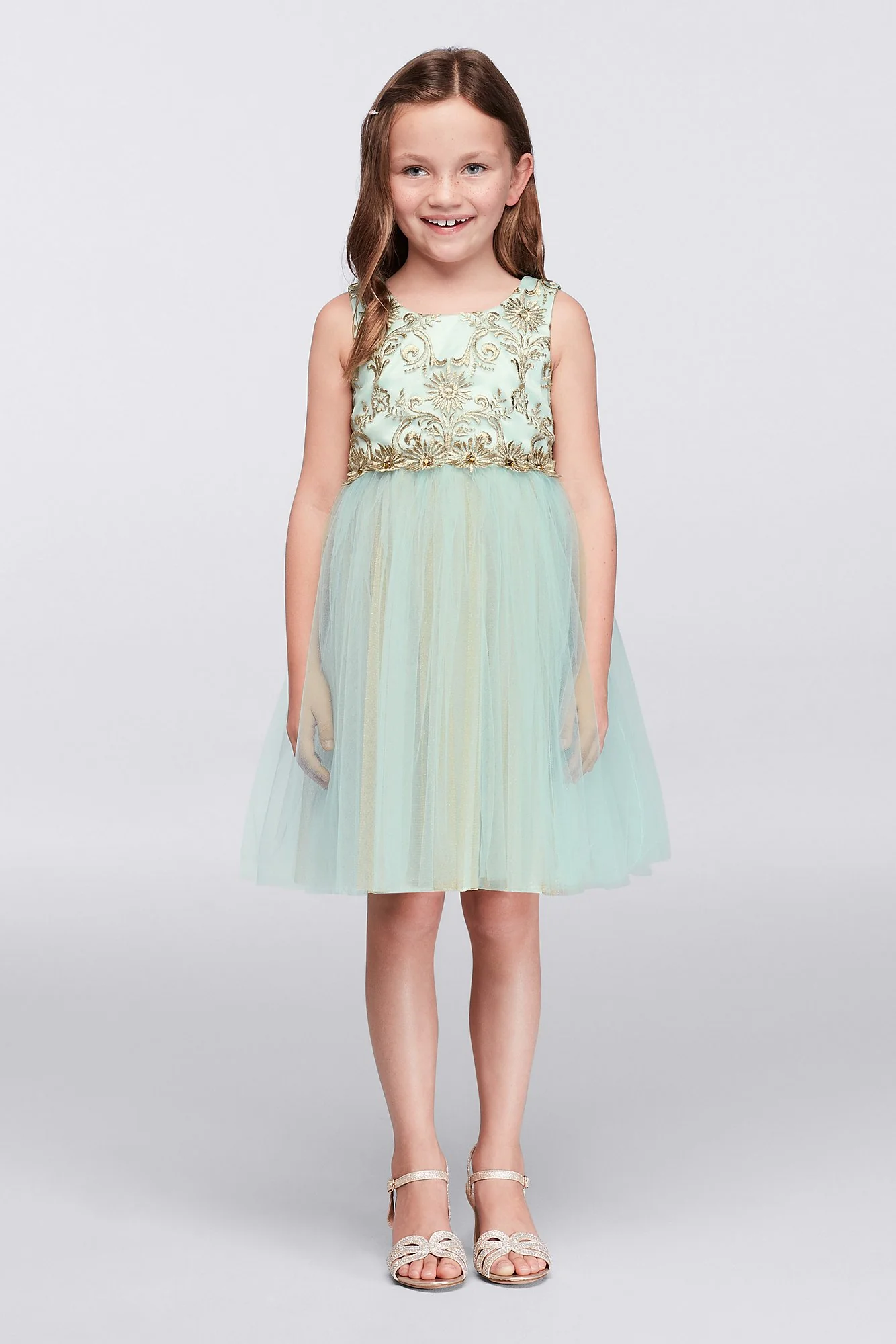 Layered Tulle Dress with Embroidered Bodice