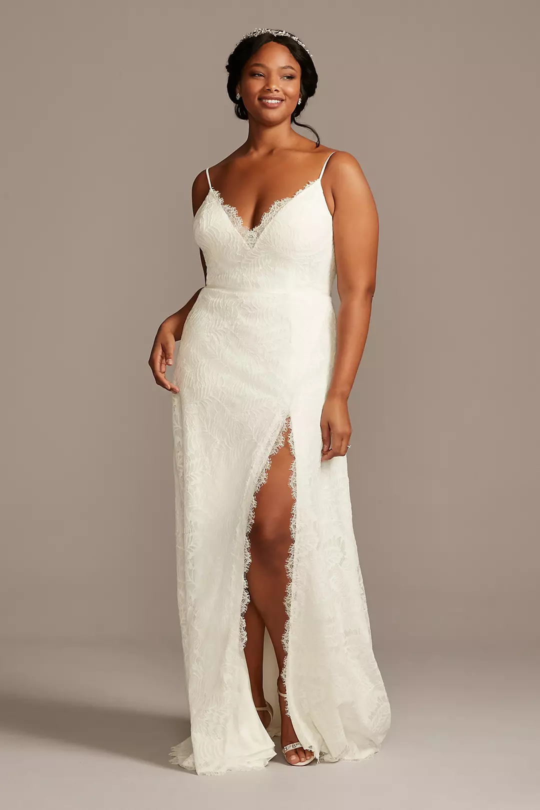 Leaf Pattern Lace A-Line Wedding Dress - Image 18