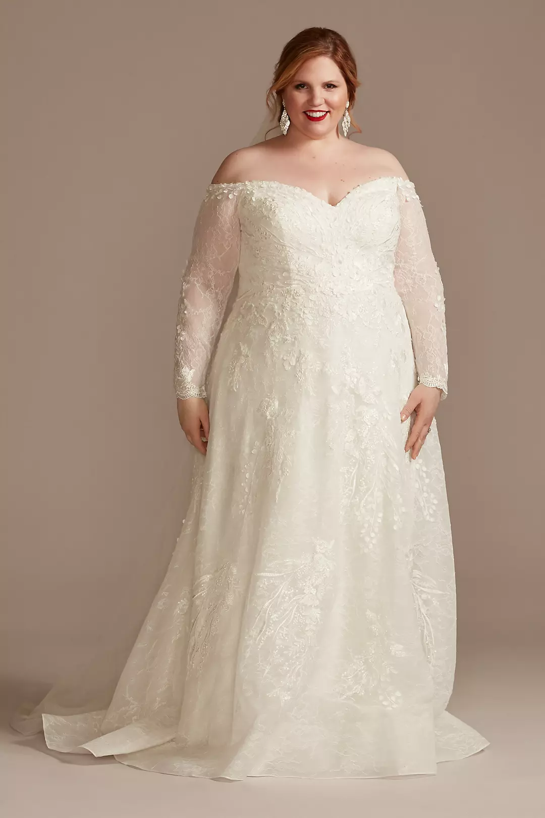 Leafy Applique Lace Off the Shoulder Wedding Dress - Image 4