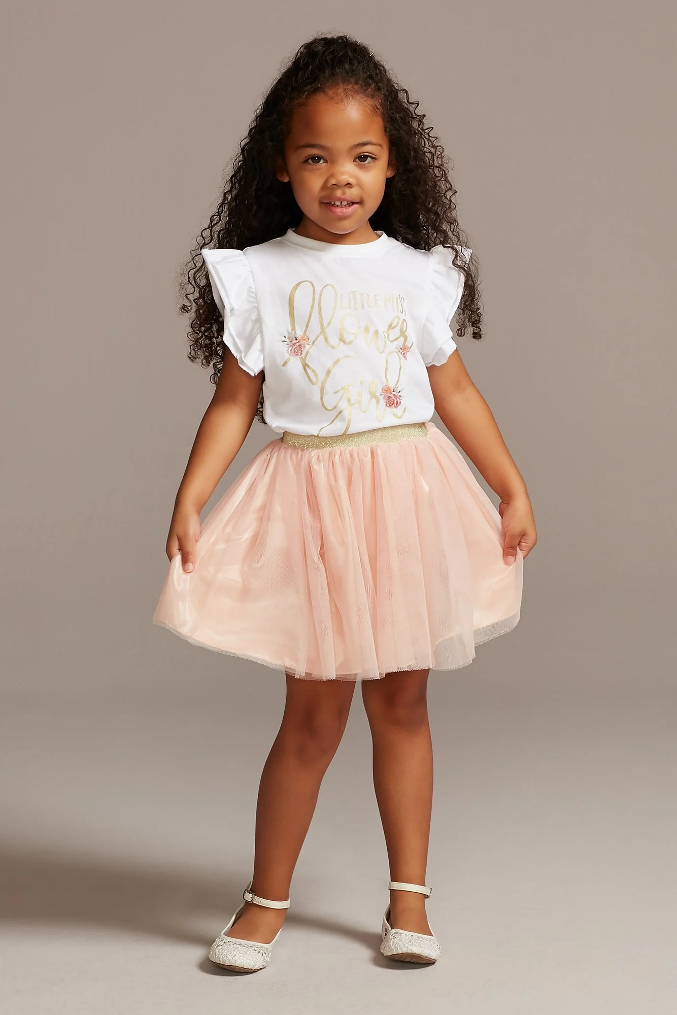 Little Miss Flower Girl T-Shirt and Tutu Skirt Set
