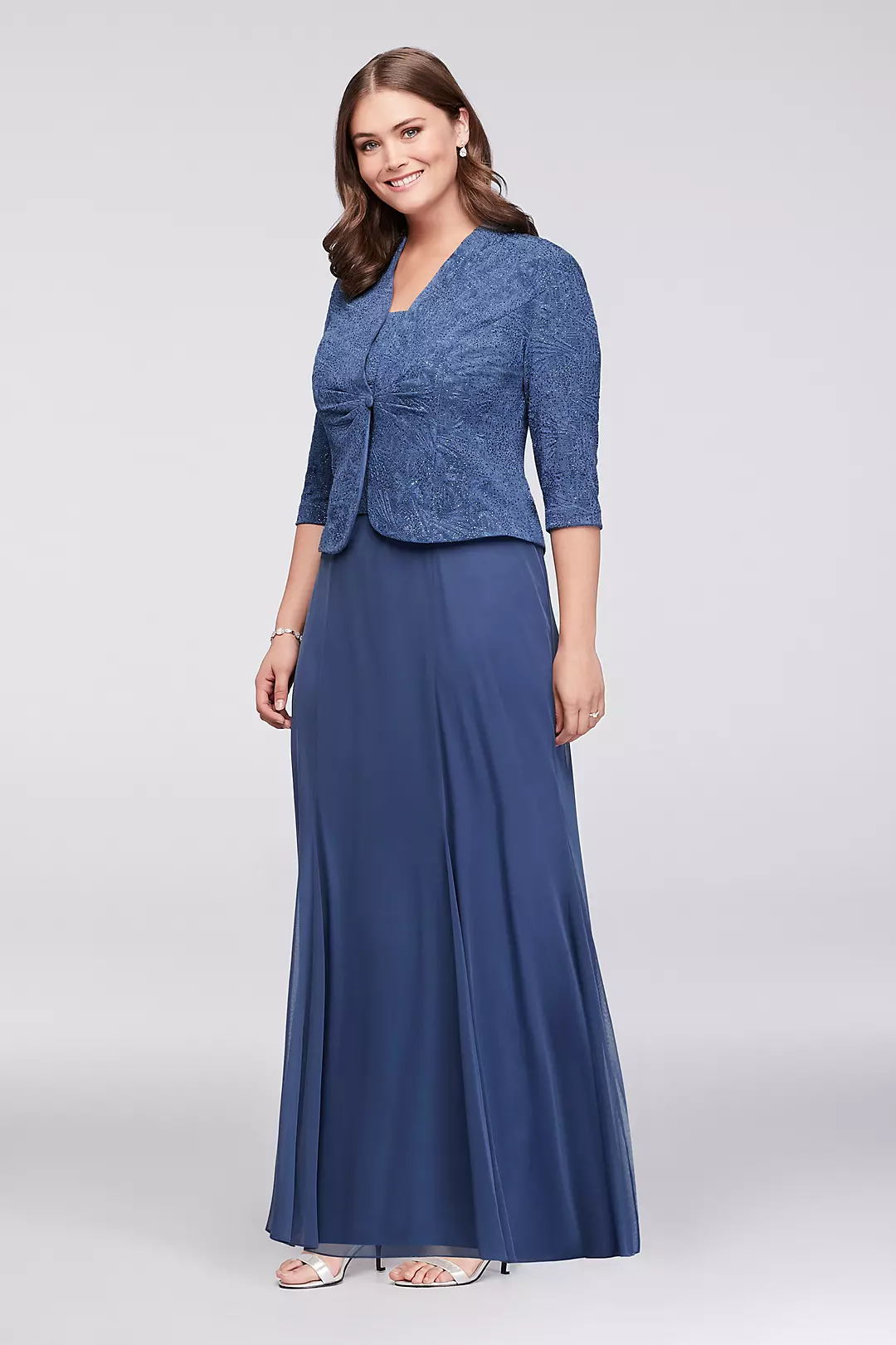 Long 3/4 Sleeve Jacquard Jacket Dress - Image 7
