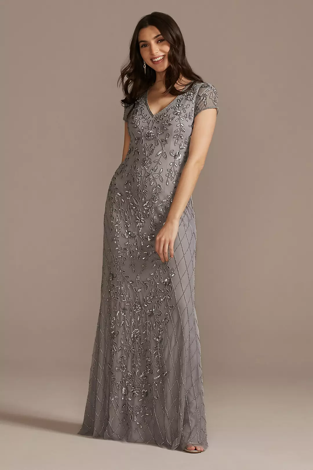 Beaded Three-Fourth Sleeve Scoopneck A-Line Dress - Image 16