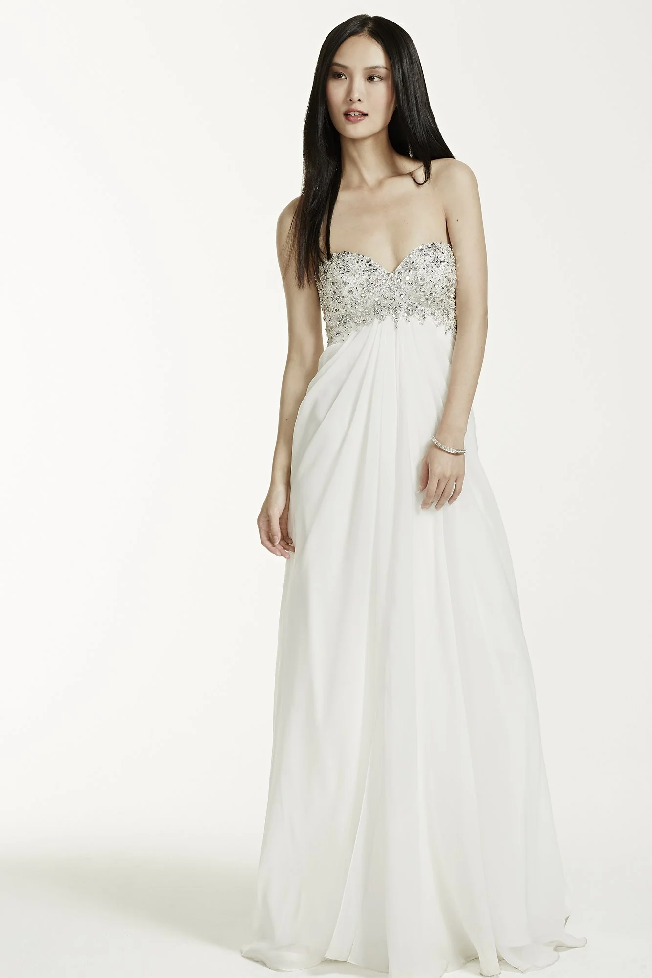 Long Chiffon Gown with Beaded Bust - Image 2