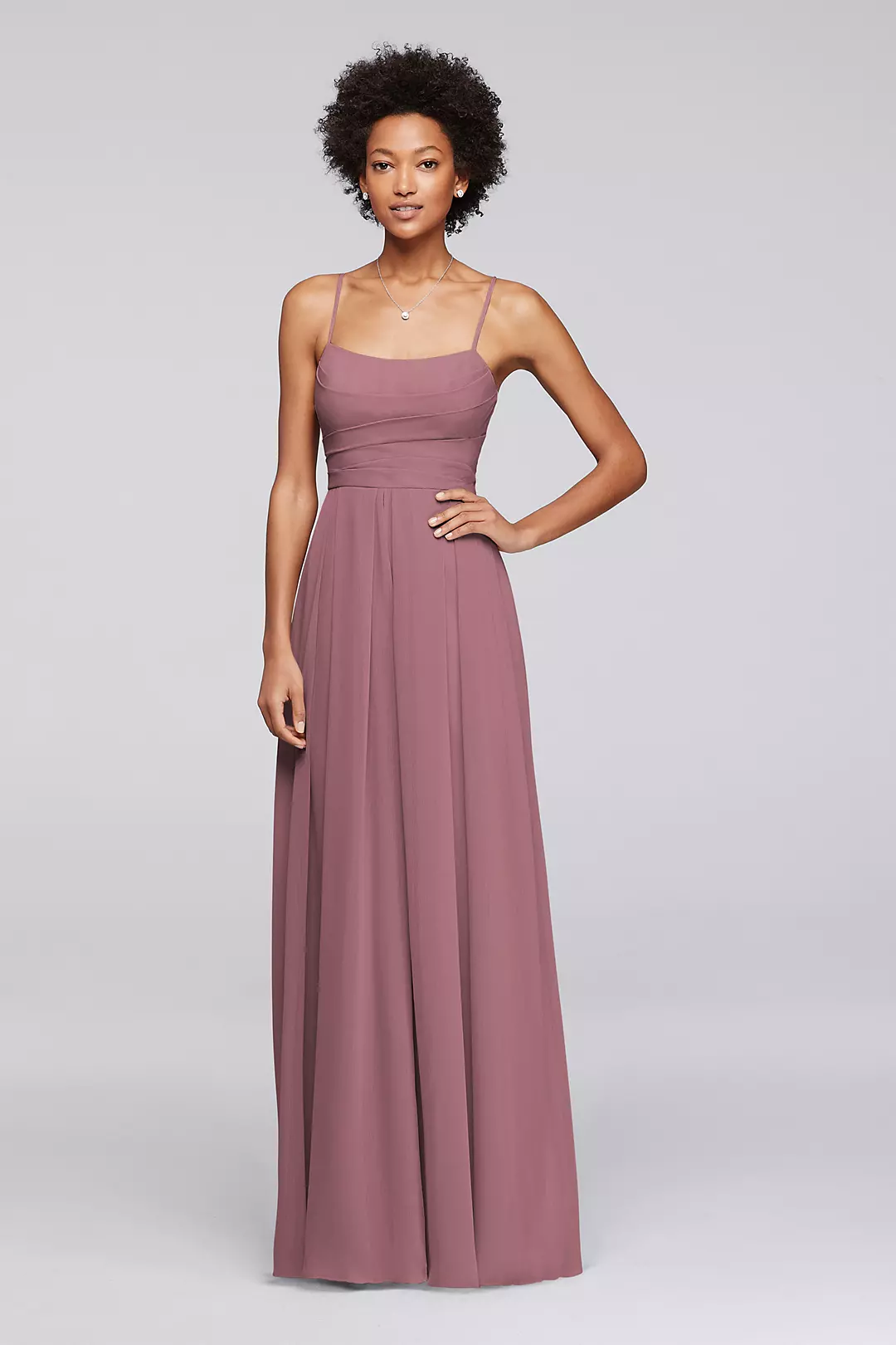 Long Chiffon Spaghetti Strap Bridesmaid Dress - Image 11