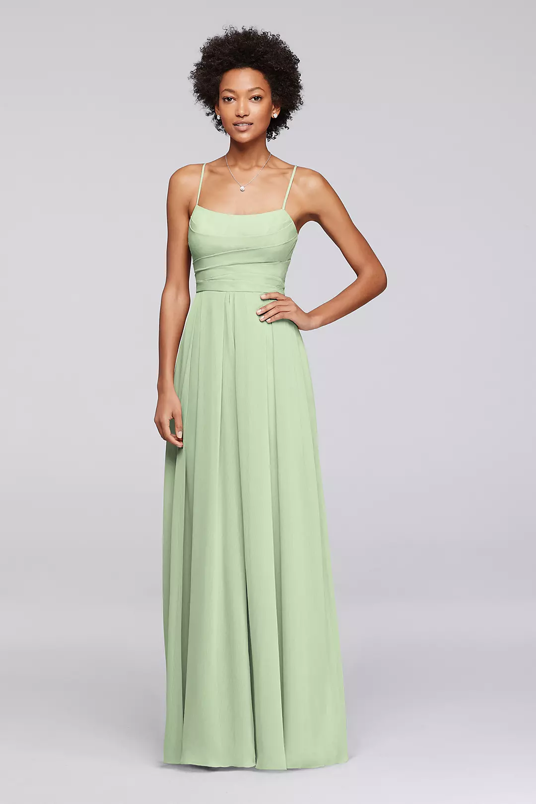 Long Chiffon Spaghetti Strap Bridesmaid Dress - Image 16