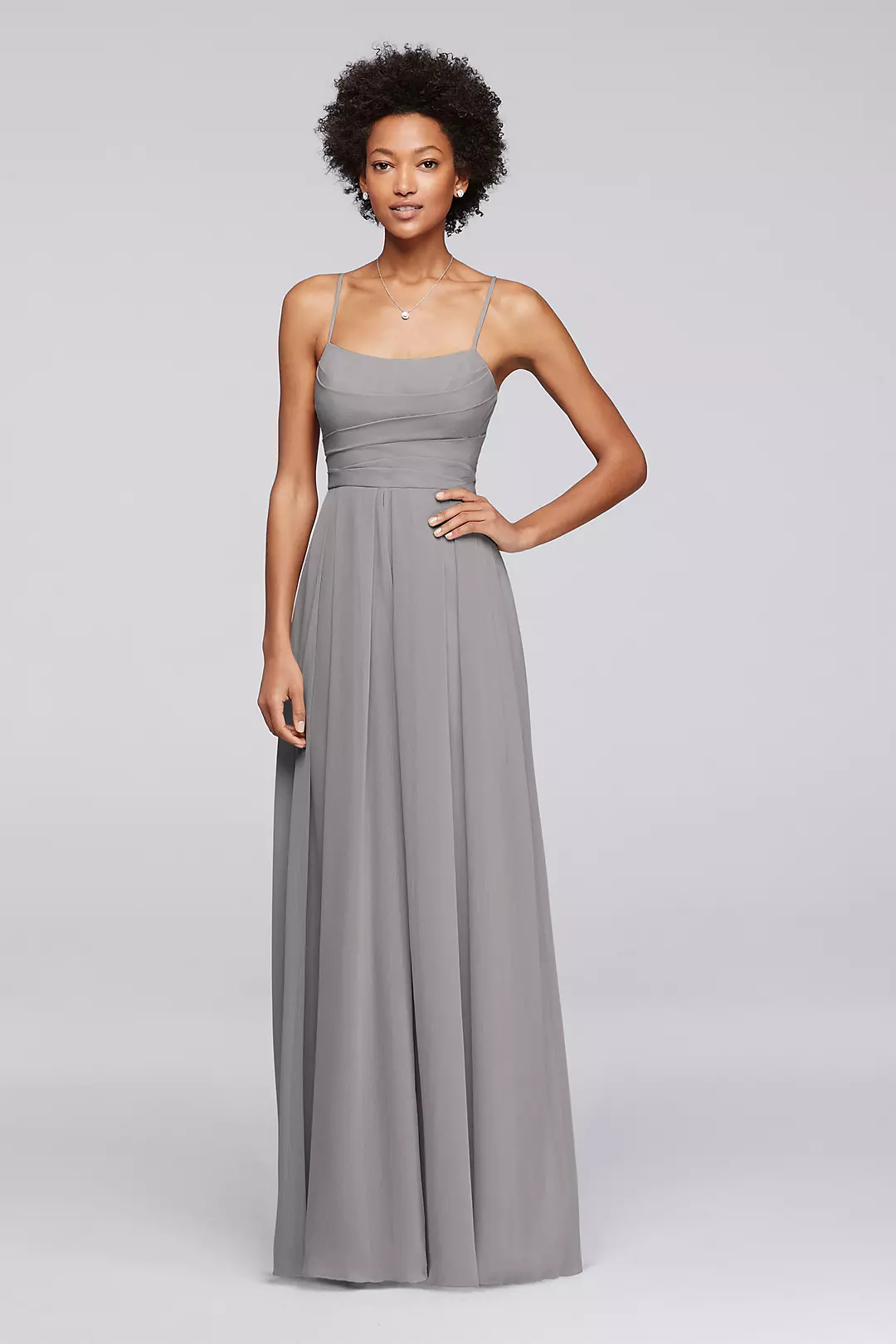 Long Chiffon Spaghetti Strap Bridesmaid Dress - Image 17