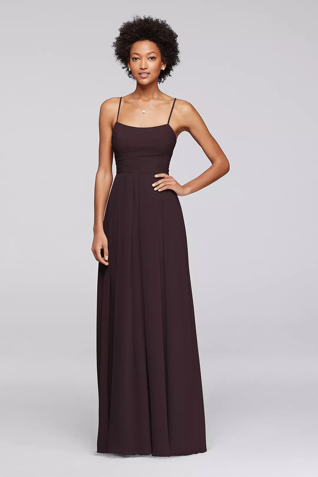 Long Chiffon Spaghetti Strap Bridesmaid Dress - Image 2