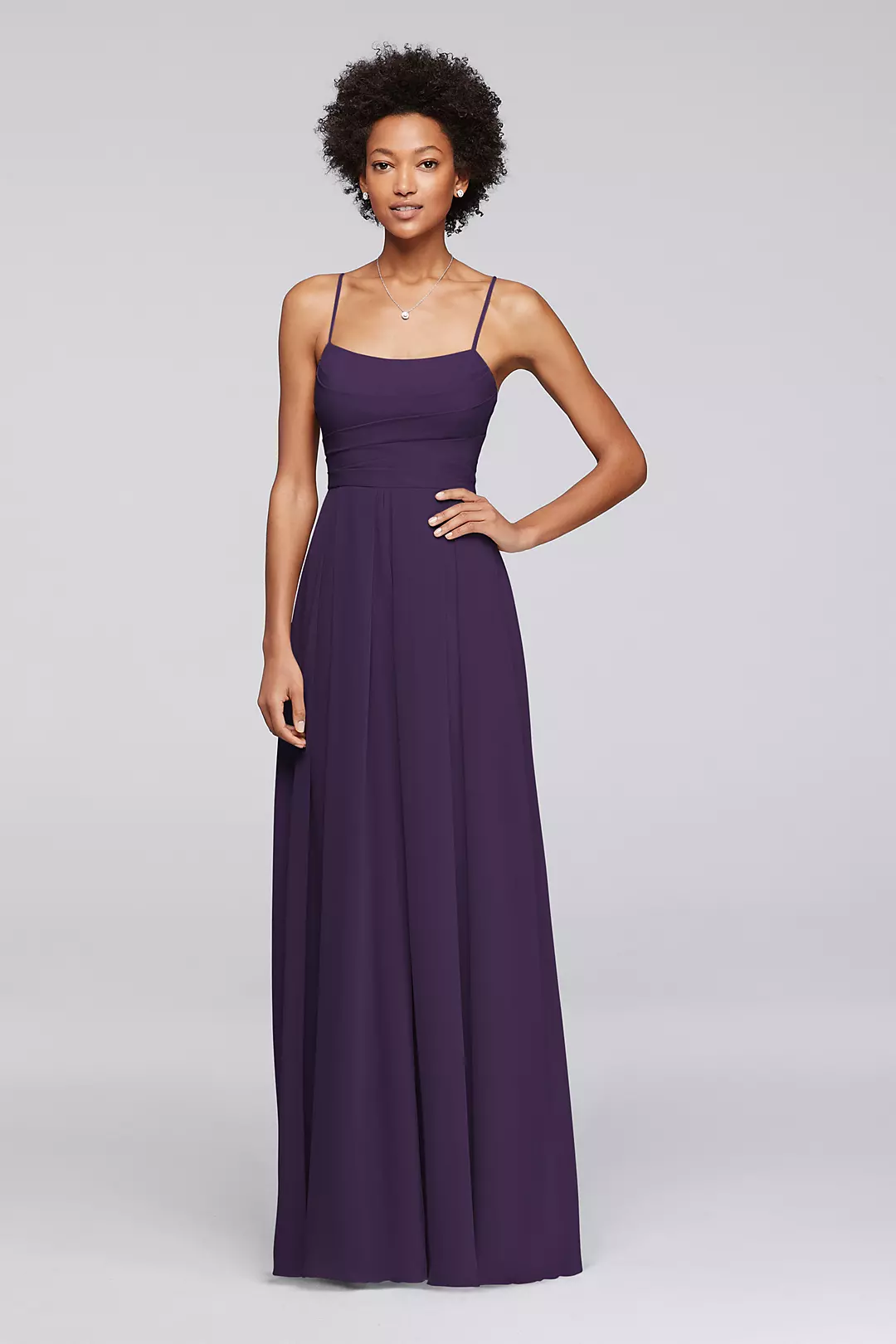 Long Chiffon Spaghetti Strap Bridesmaid Dress - Image 21
