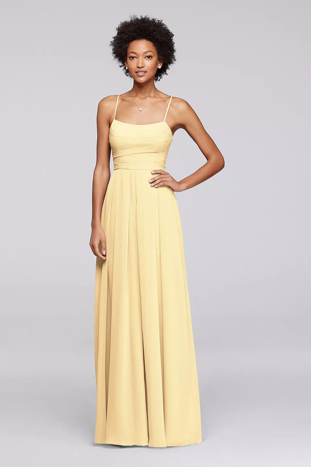 Long Chiffon Spaghetti Strap Bridesmaid Dress - Image 25