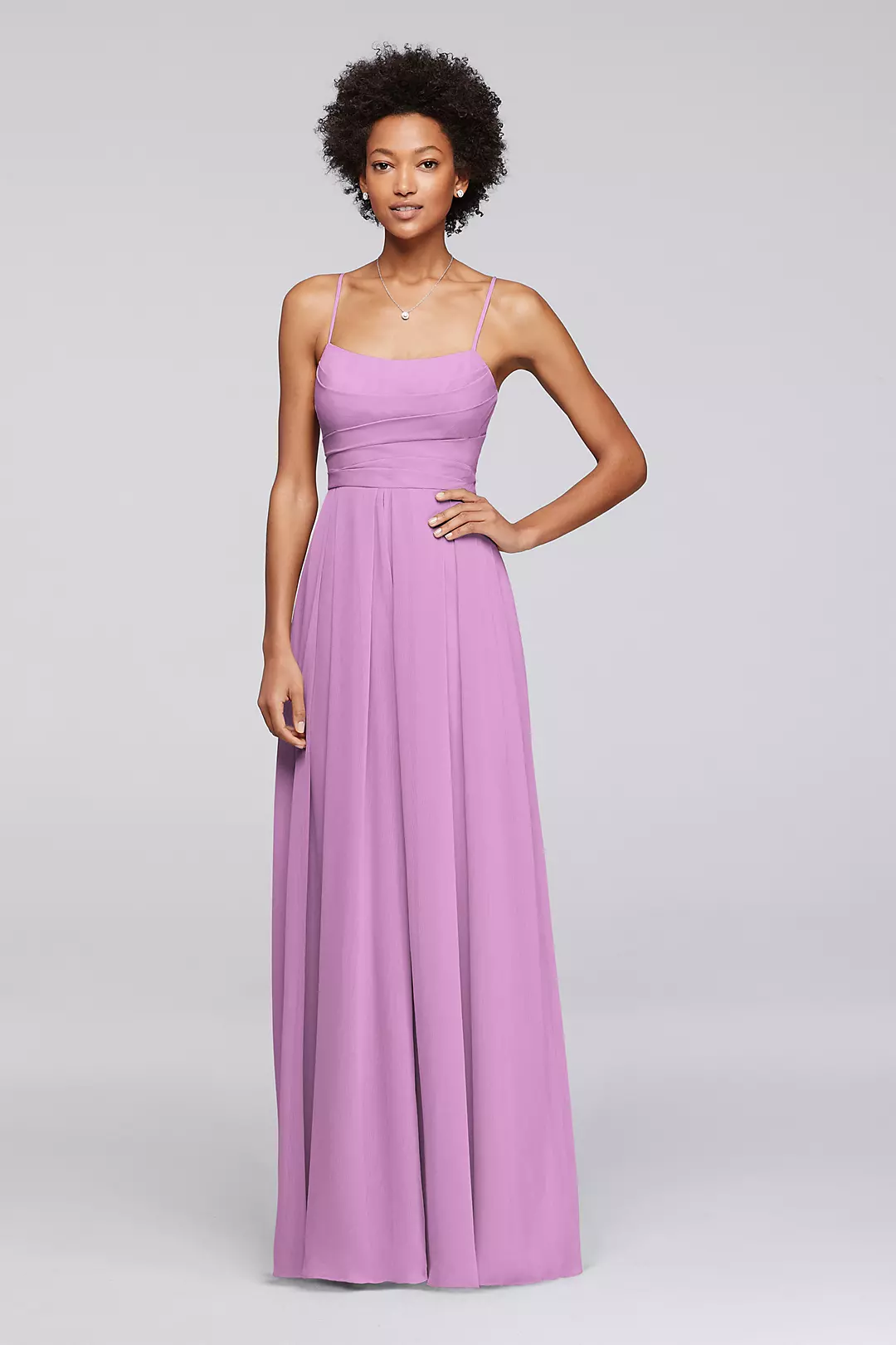 Long Chiffon Spaghetti Strap Bridesmaid Dress - Image 37