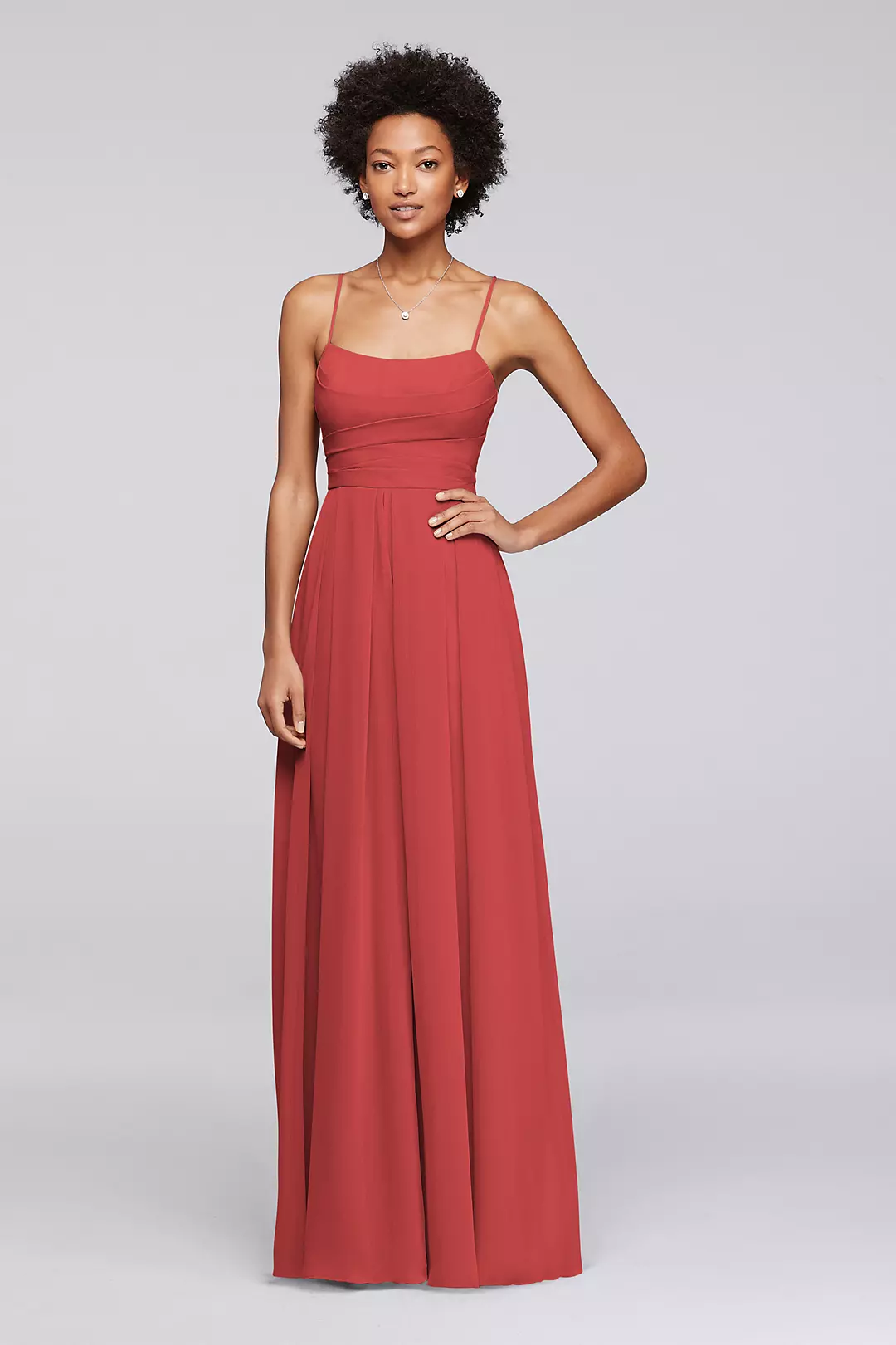 Long Chiffon Spaghetti Strap Bridesmaid Dress - Image 50