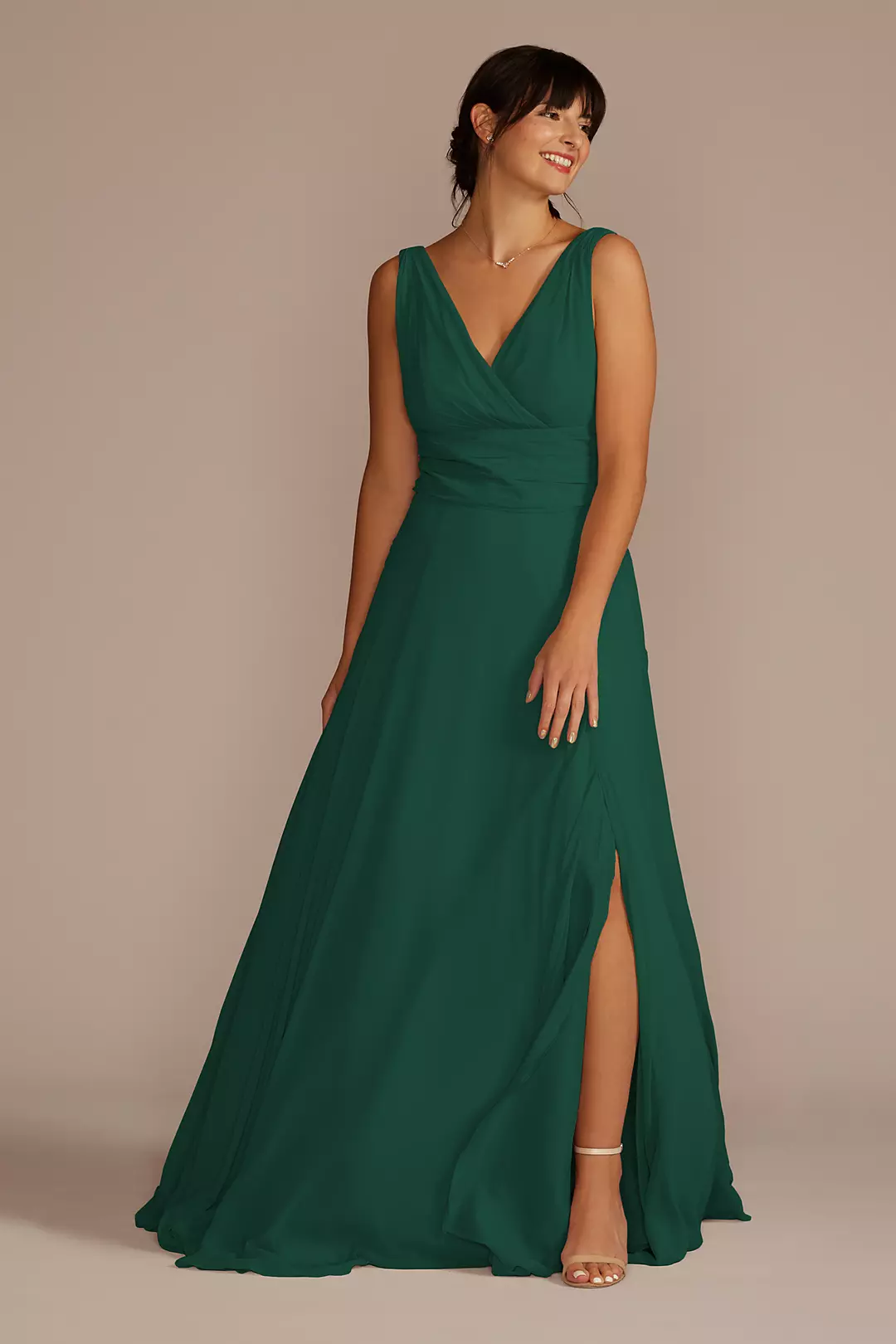 Long Chiffon Surplice Tank Bridesmaid Dress - Image 42