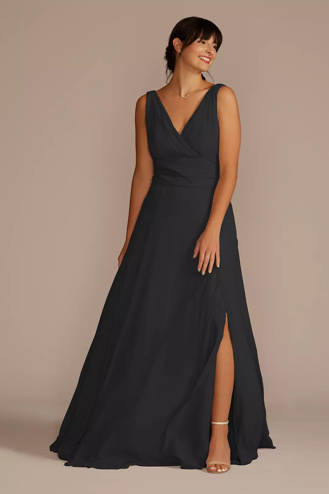 Long Chiffon Surplice Tank Bridesmaid Dress - Image 44