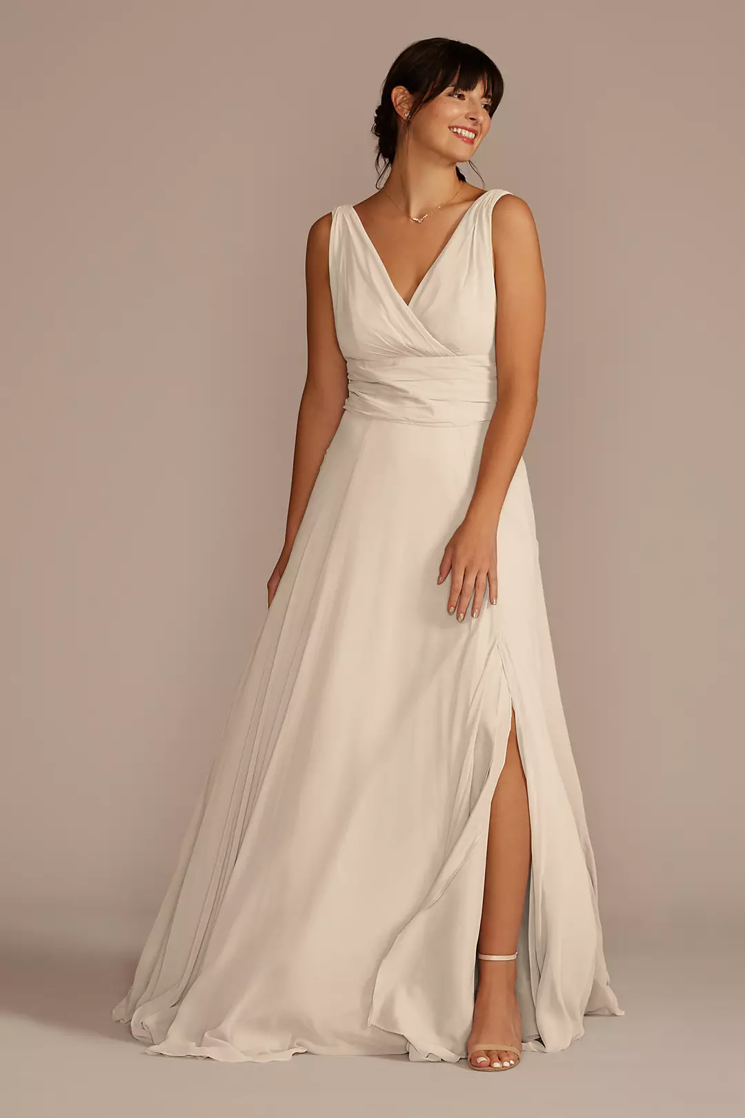 Long Chiffon Surplice Tank Bridesmaid Dress - Image 60