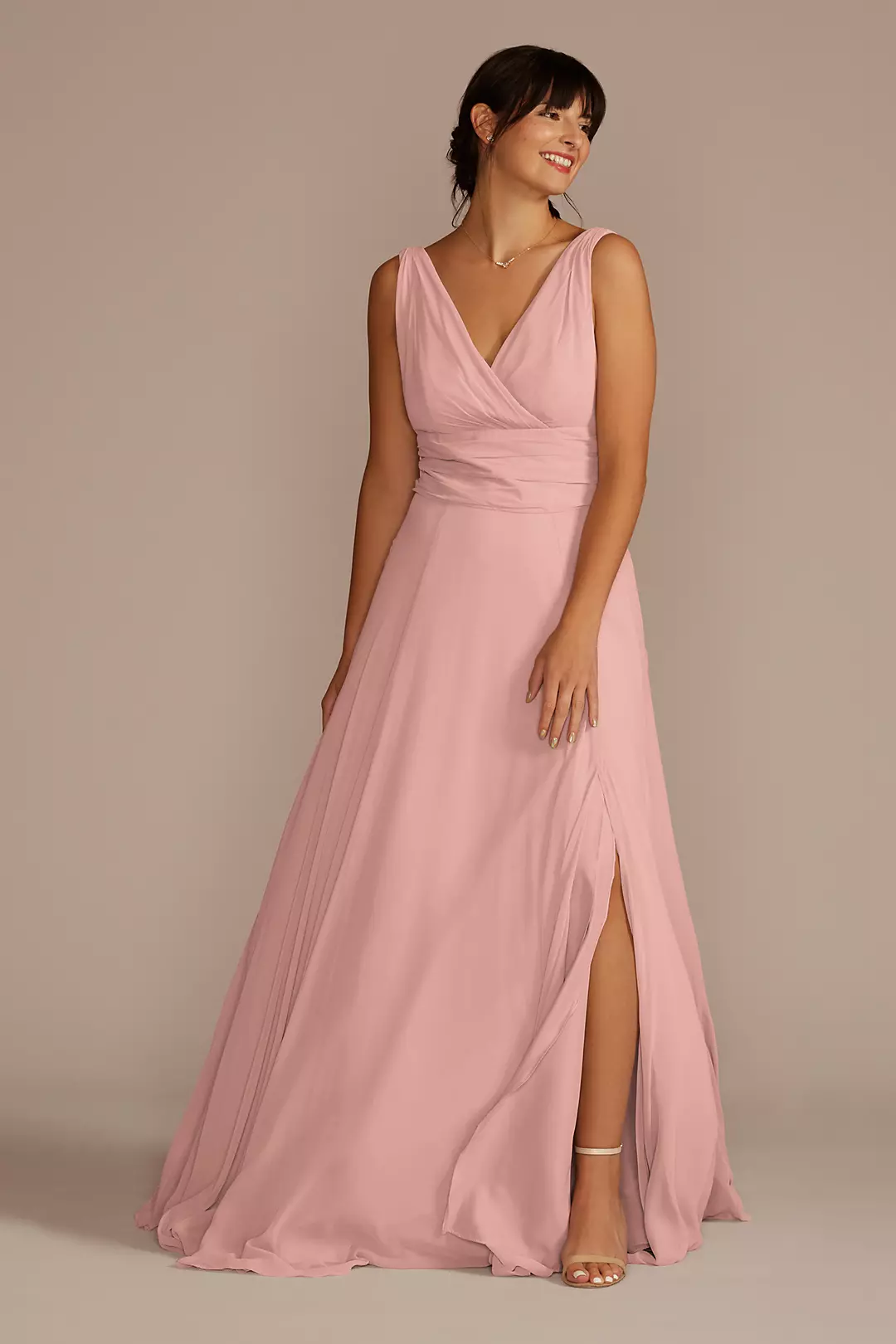 Long Chiffon Surplice Tank Bridesmaid Dress - Image 63