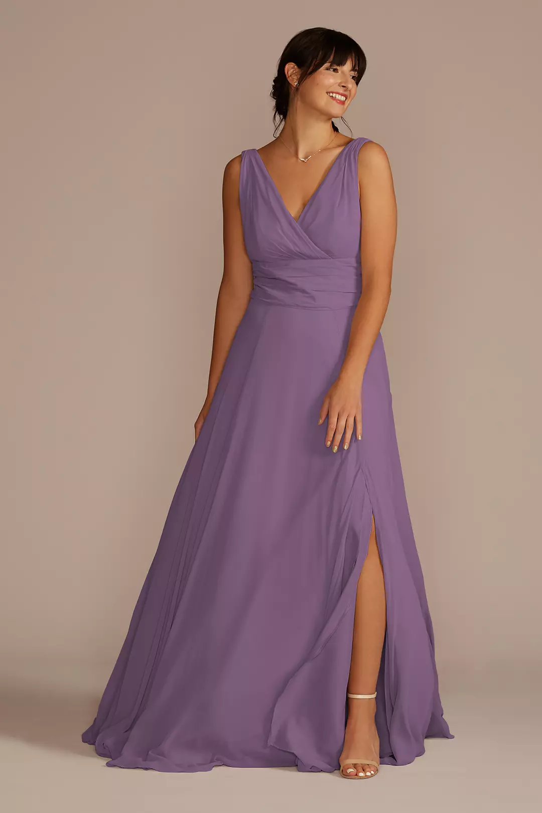 Long Chiffon Surplice Tank Bridesmaid Dress - Image 66