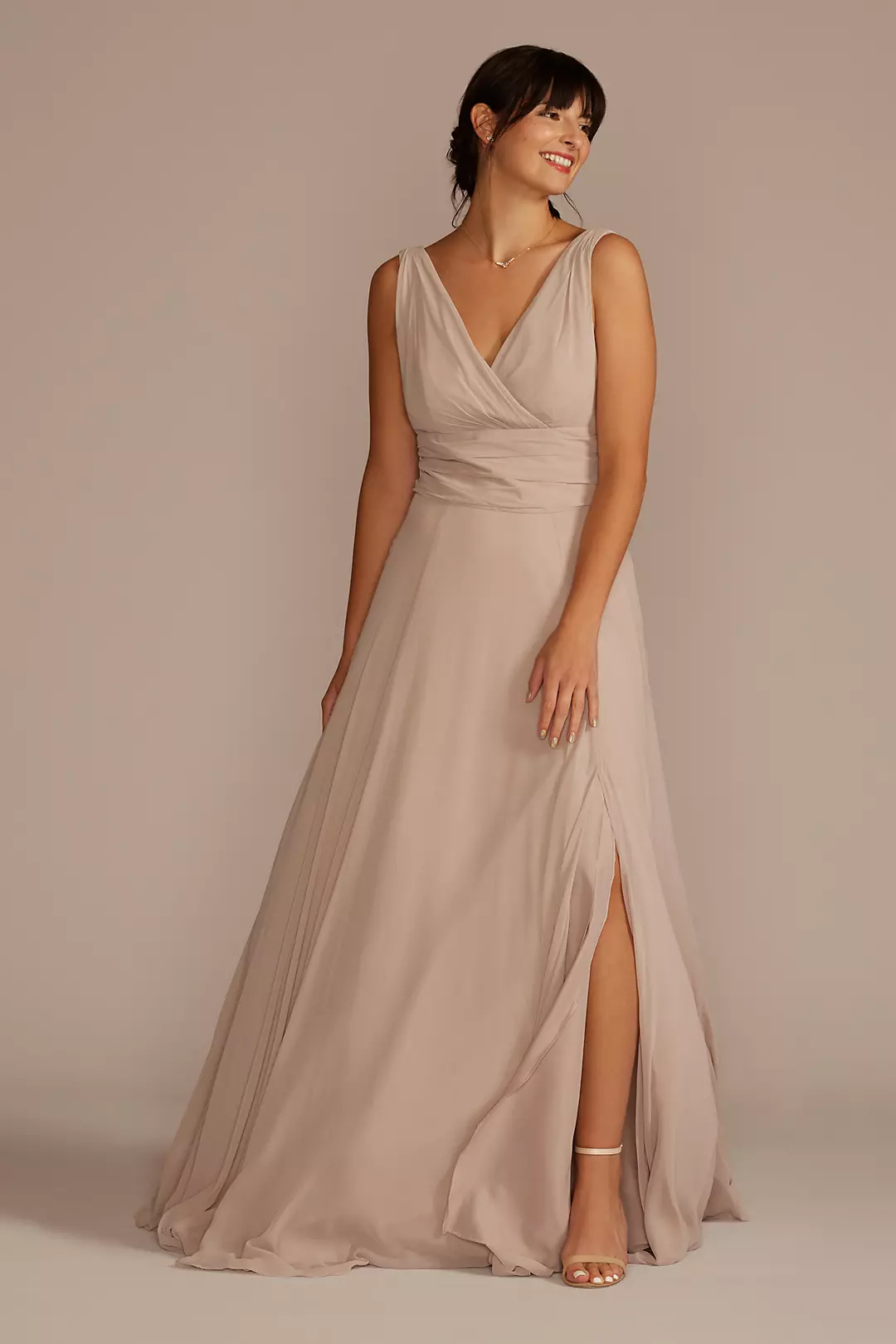 Long Chiffon Surplice Tank Bridesmaid Dress - Image 69